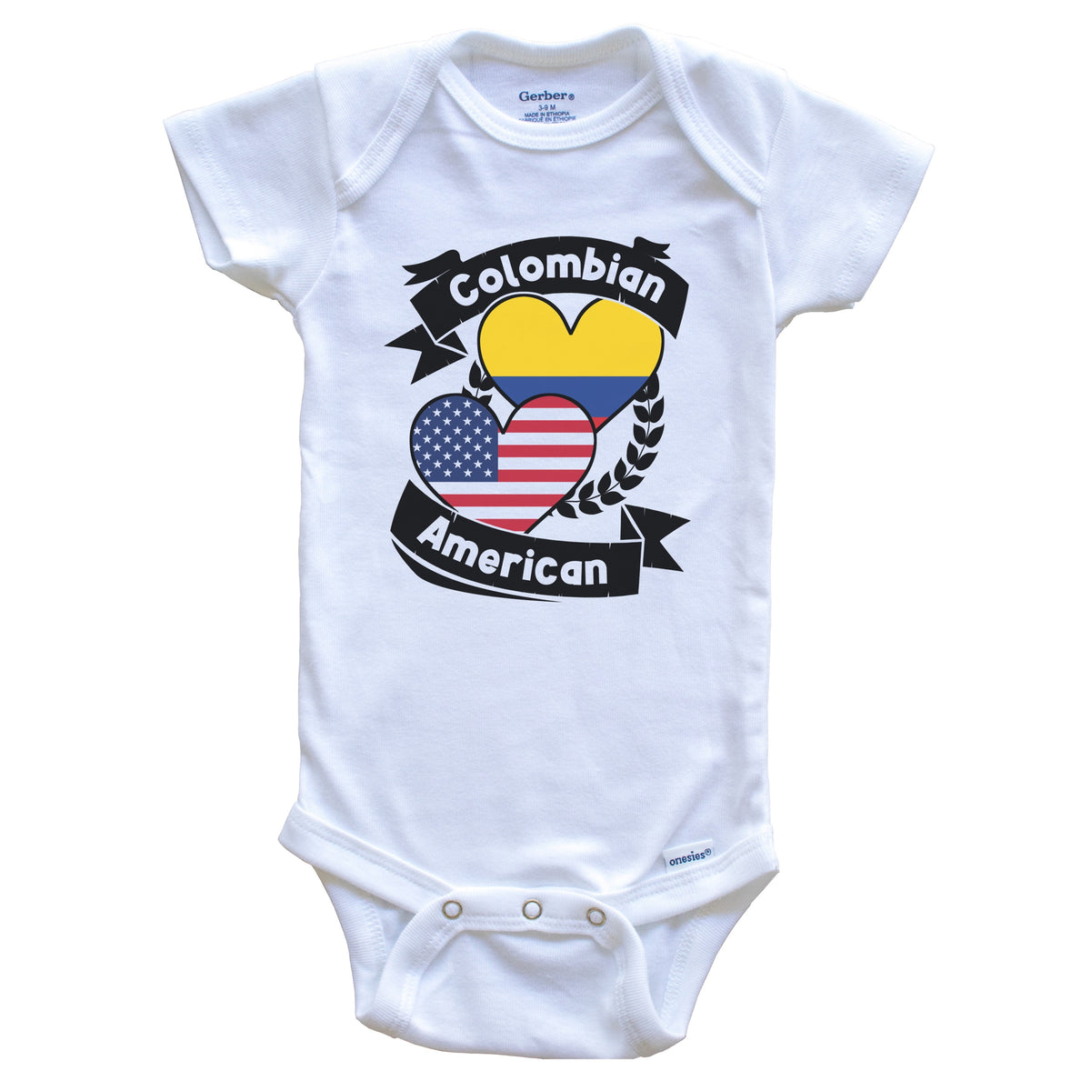 Colombian American Hearts USA Flag Colombia Flag Baby Bodysuit