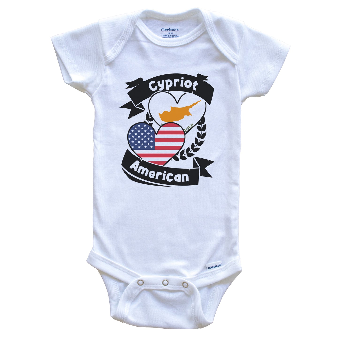 Cypriot American Hearts USA Flag Cyprus Flag Baby Bodysuit