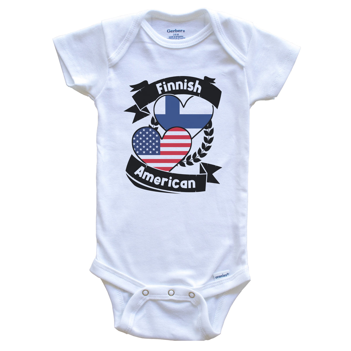 Finnish American Hearts USA Flag Finland Flag Baby Bodysuit