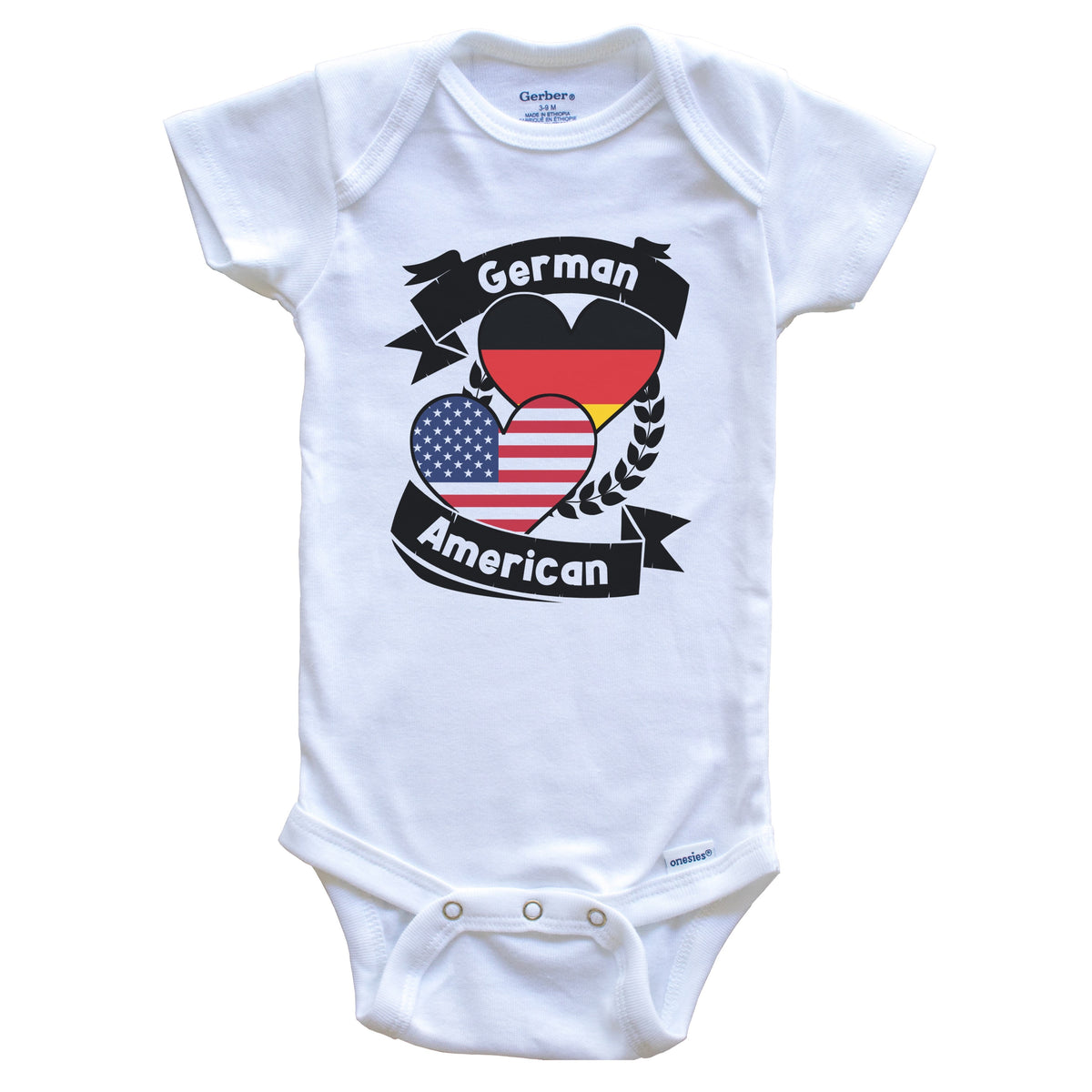 German American Hearts USA Flag Germany Flag Baby Bodysuit