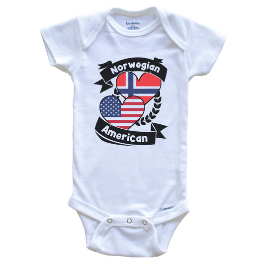 Norwegian American Hearts USA Flag Norway Flag Baby Bodysuit