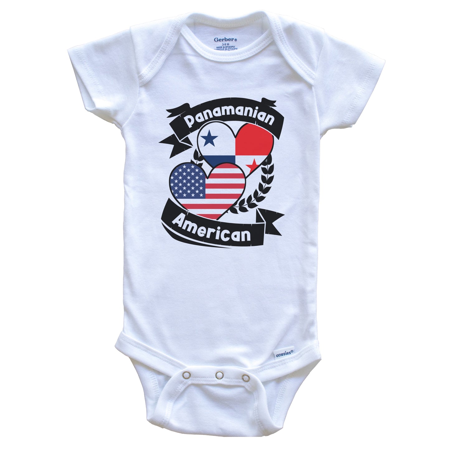 Panamanian American Hearts USA Flag Panama Flag Baby Bodysuit