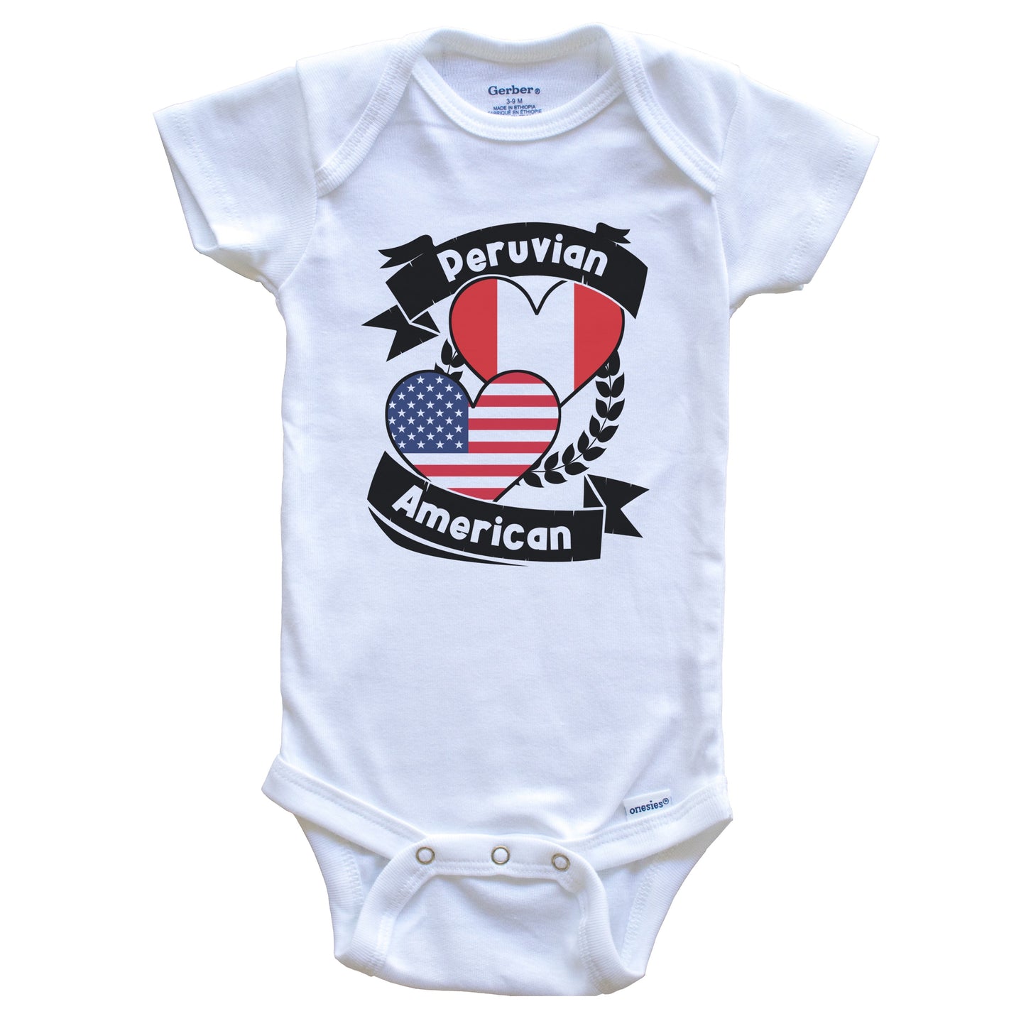 Peruvian American Hearts USA Flag Peru Flag Baby Bodysuit
