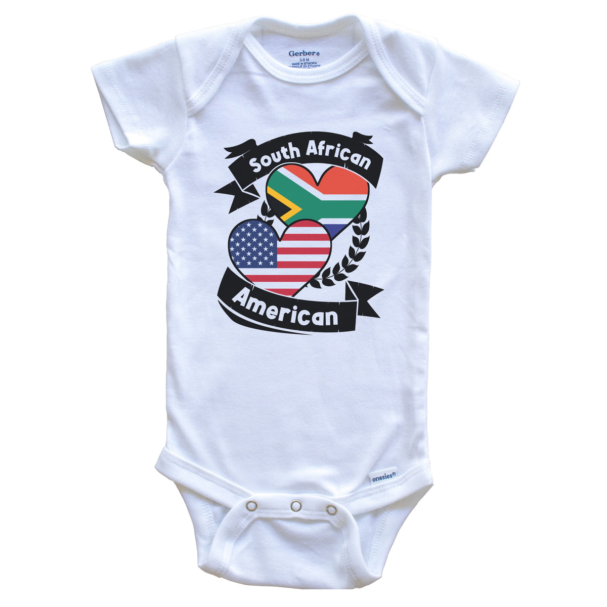 South African American Hearts USA Flag South Africa Flag Baby Bodysuit