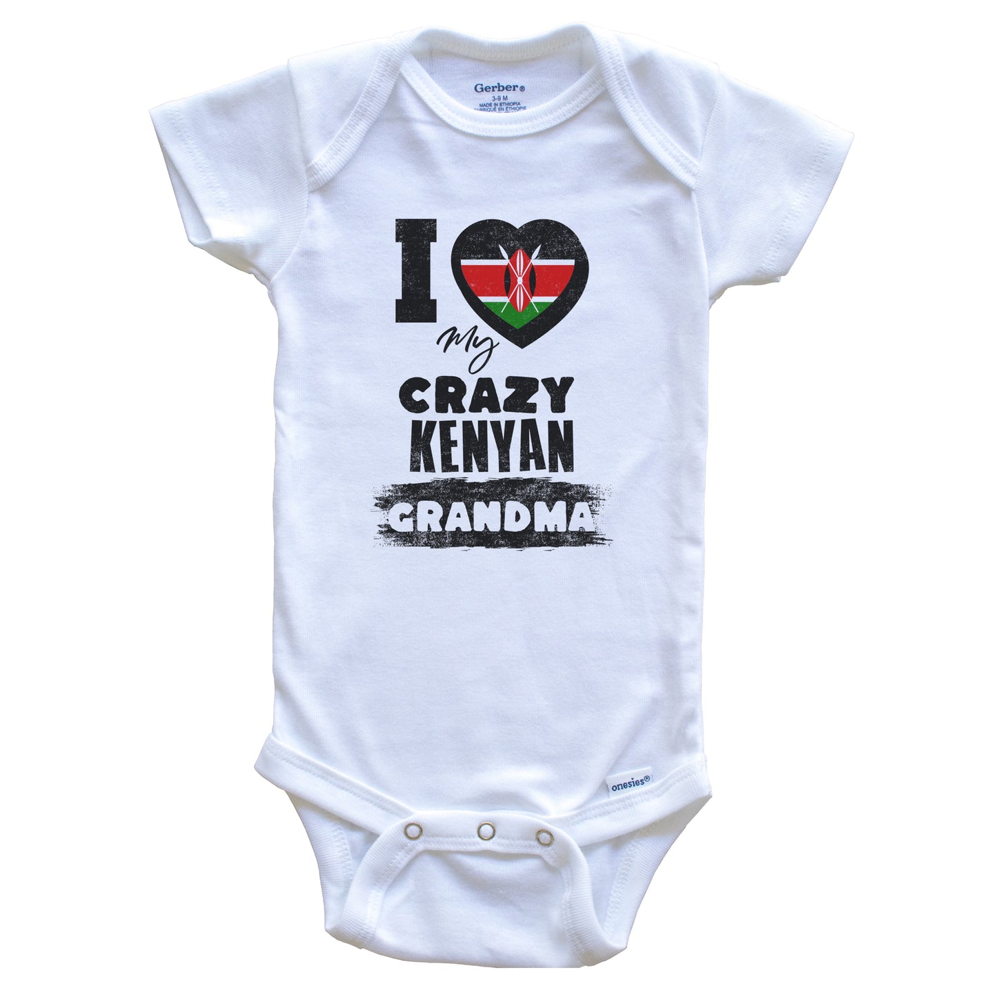 I Love My Crazy Kenyan Grandma Funny Kenya Flag Grandchild Baby Bodysuit
