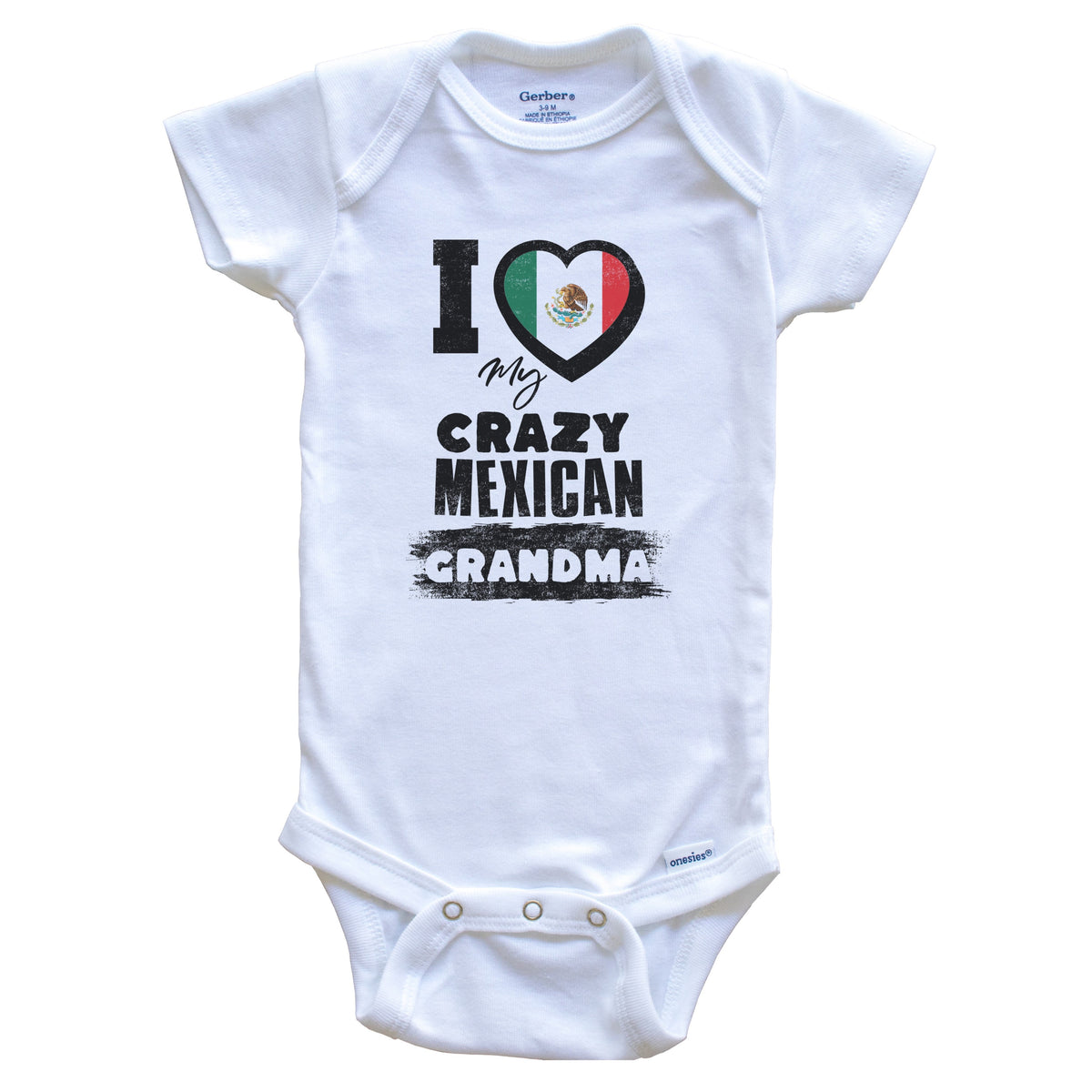 I Love My Crazy Mexican Grandma Funny Mexico Flag Grandchild Baby Bodysuit