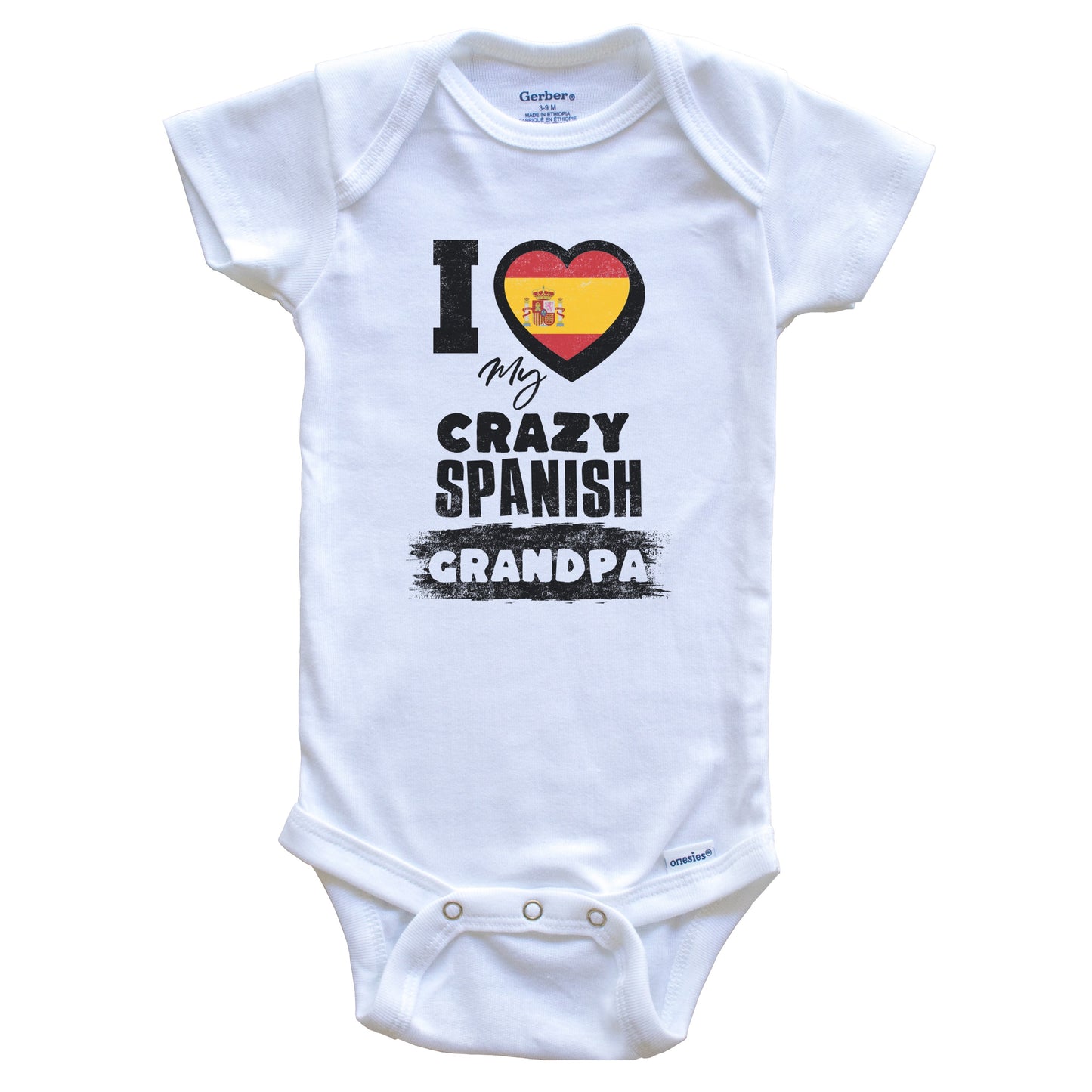 I Love My Crazy Spanish Grandpa Funny Spain Flag Grandchild Baby Bodysuit