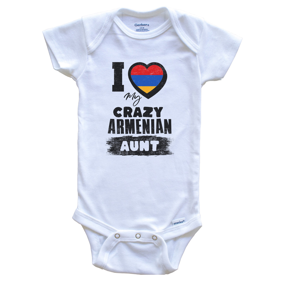 I Love My Crazy Armenian Aunt Funny Armenia Flag Niece Nephew Baby Bodysuit