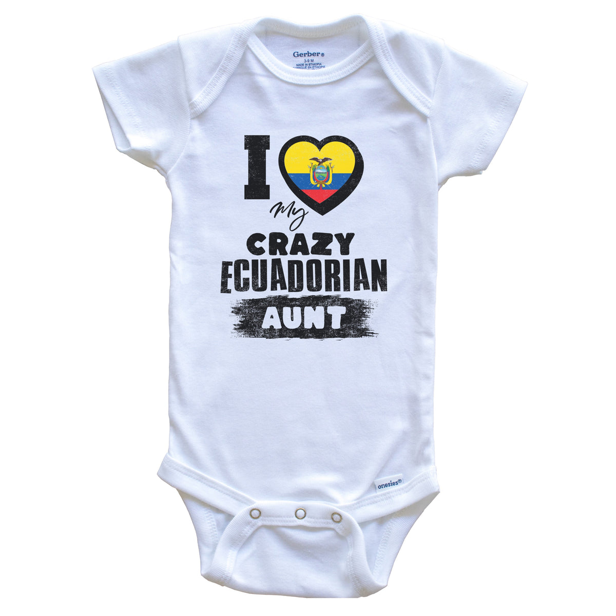 I Love My Crazy Ecuadorian Aunt Funny Ecuador Flag Niece Nephew Baby Bodysuit