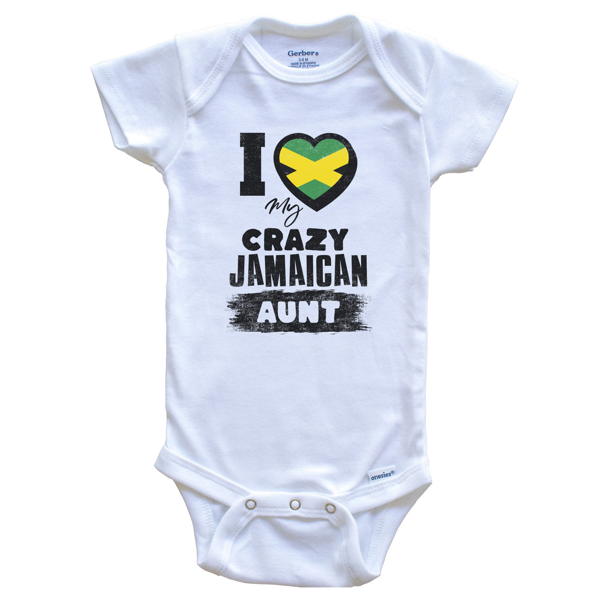 I Love My Crazy Jamaican Aunt Funny Jamaica Flag Niece Nephew Baby Bodysuit