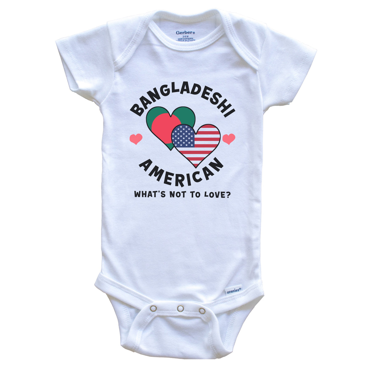 Bangladeshi American What's Not To Love Heart Flags Baby Bodysuit