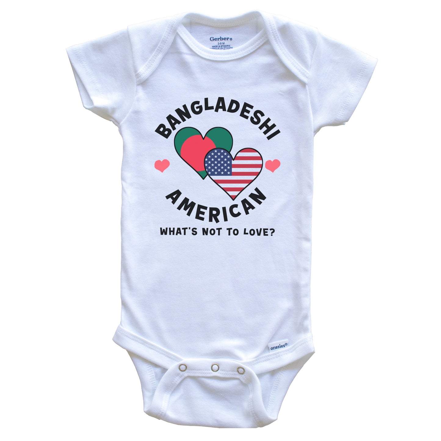 Bangladeshi American What's Not To Love Heart Flags Baby Bodysuit