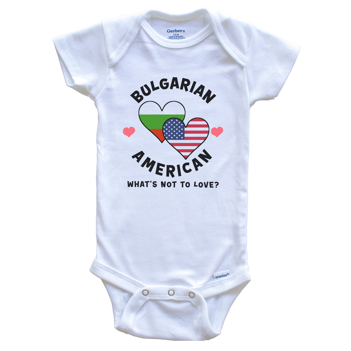 Bulgarian American What's Not To Love Heart Flags Baby Bodysuit
