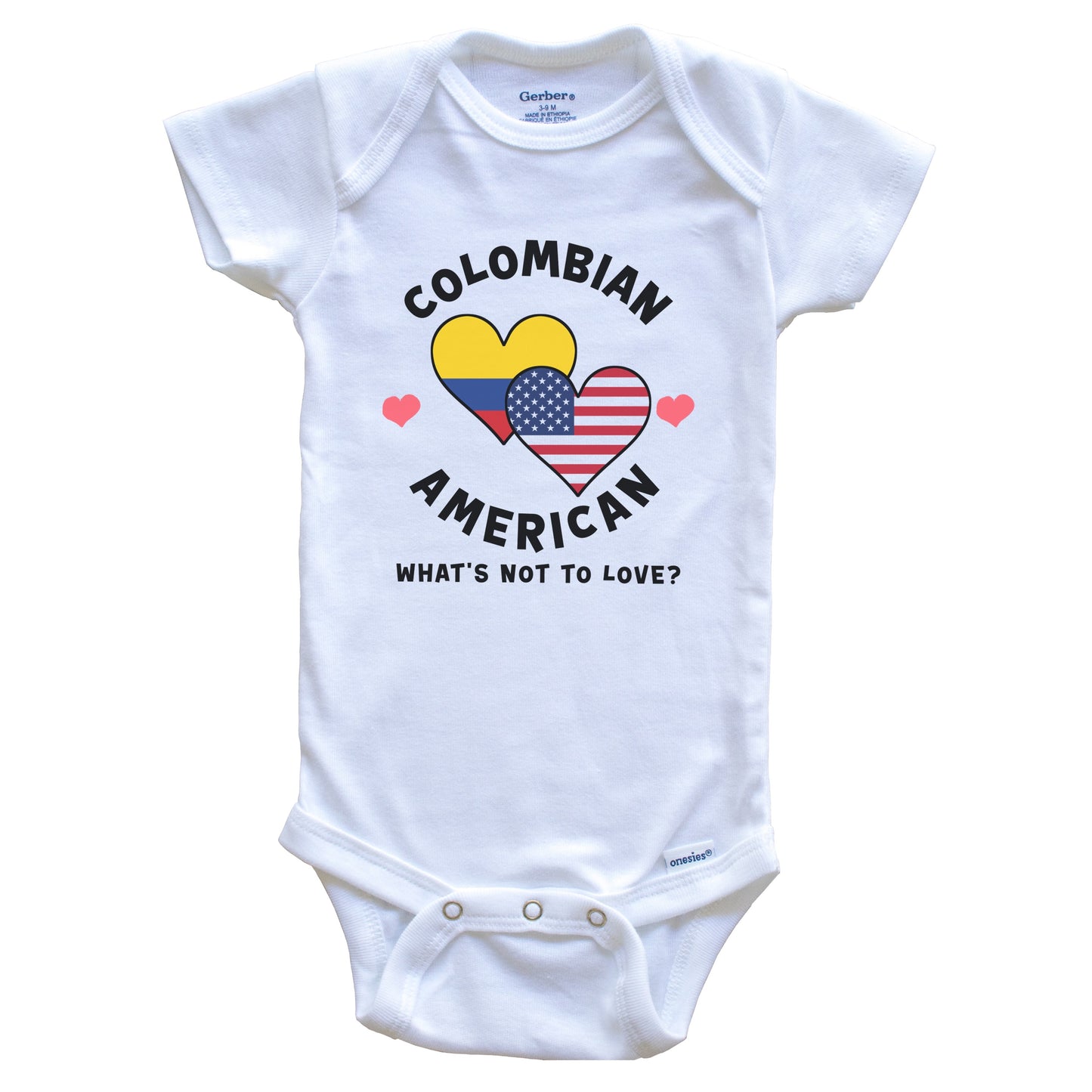 Colombian American What's Not To Love Heart Flags Baby Bodysuit