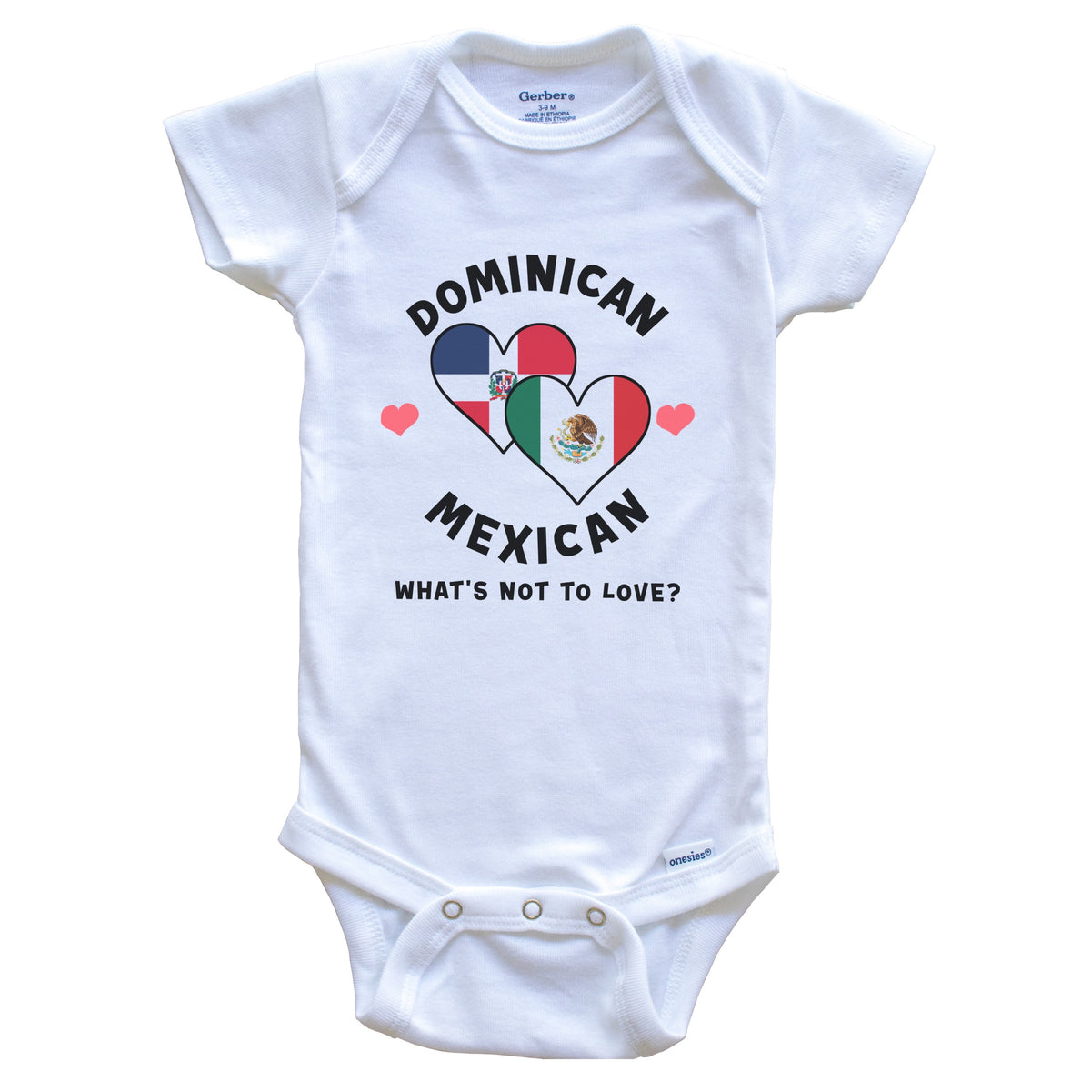 Dominican Mexican What's Not To Love Heart Flags Baby Bodysuit
