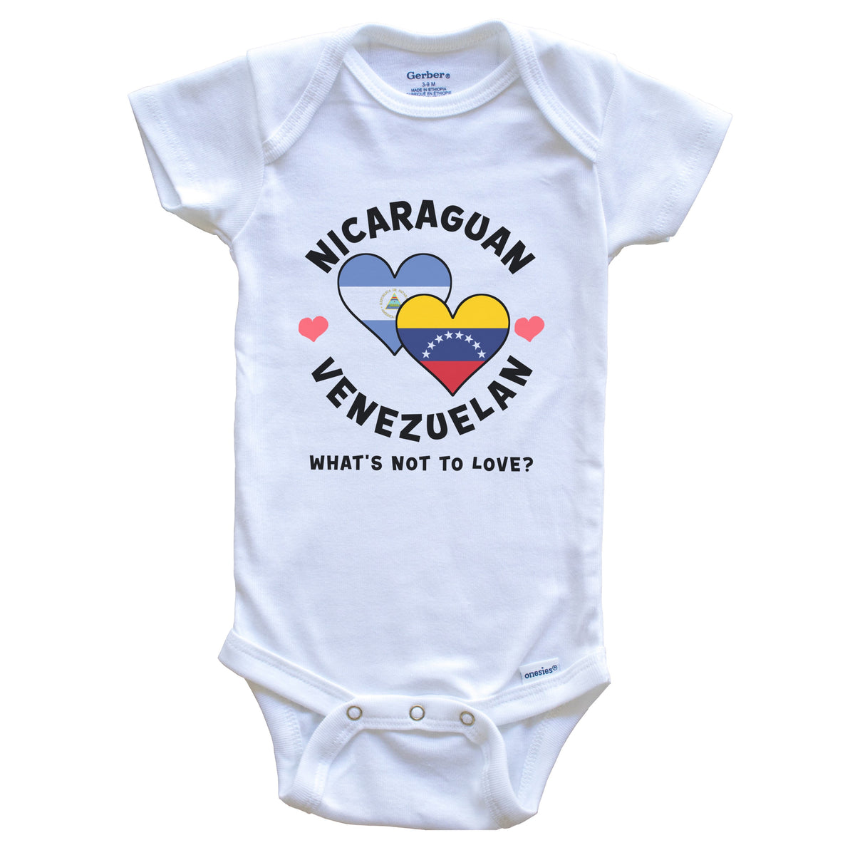 Nicaraguan Venezuelan What's Not To Love Heart Flags Baby Bodysuit