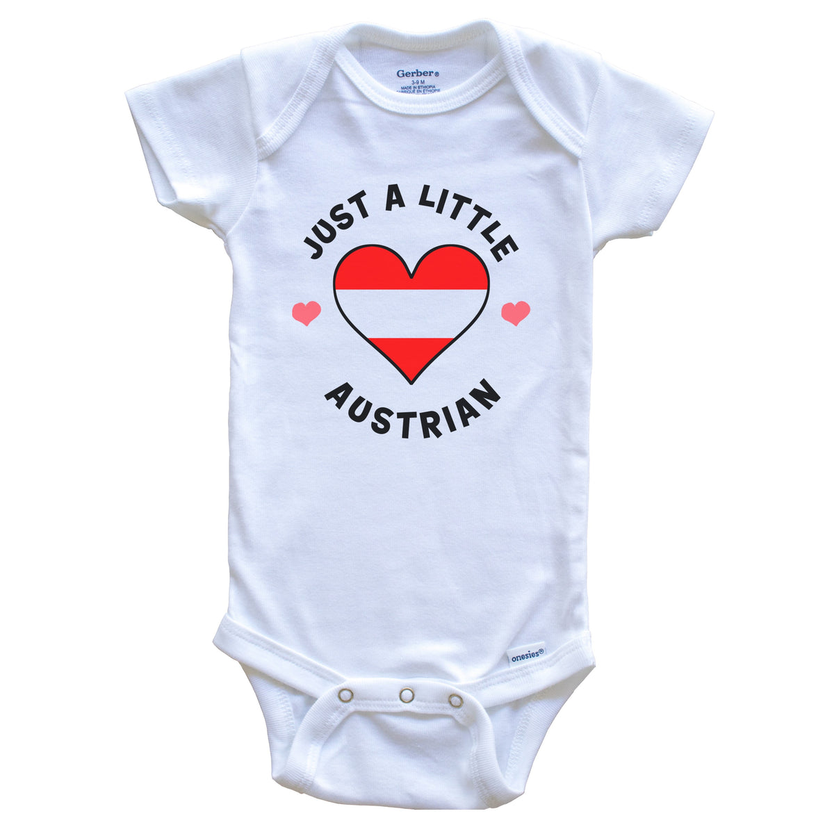Austrian Flag Heart Just A Little Austrian Austria Baby Bodysuit
