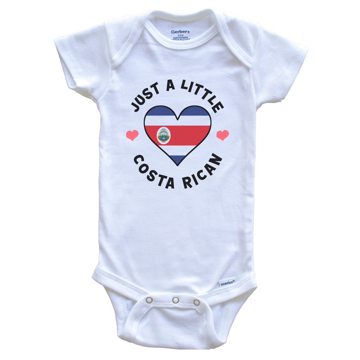 Costa Rican Flag Heart Just A Little Costa Rican Costa Rica Baby Bodysuit