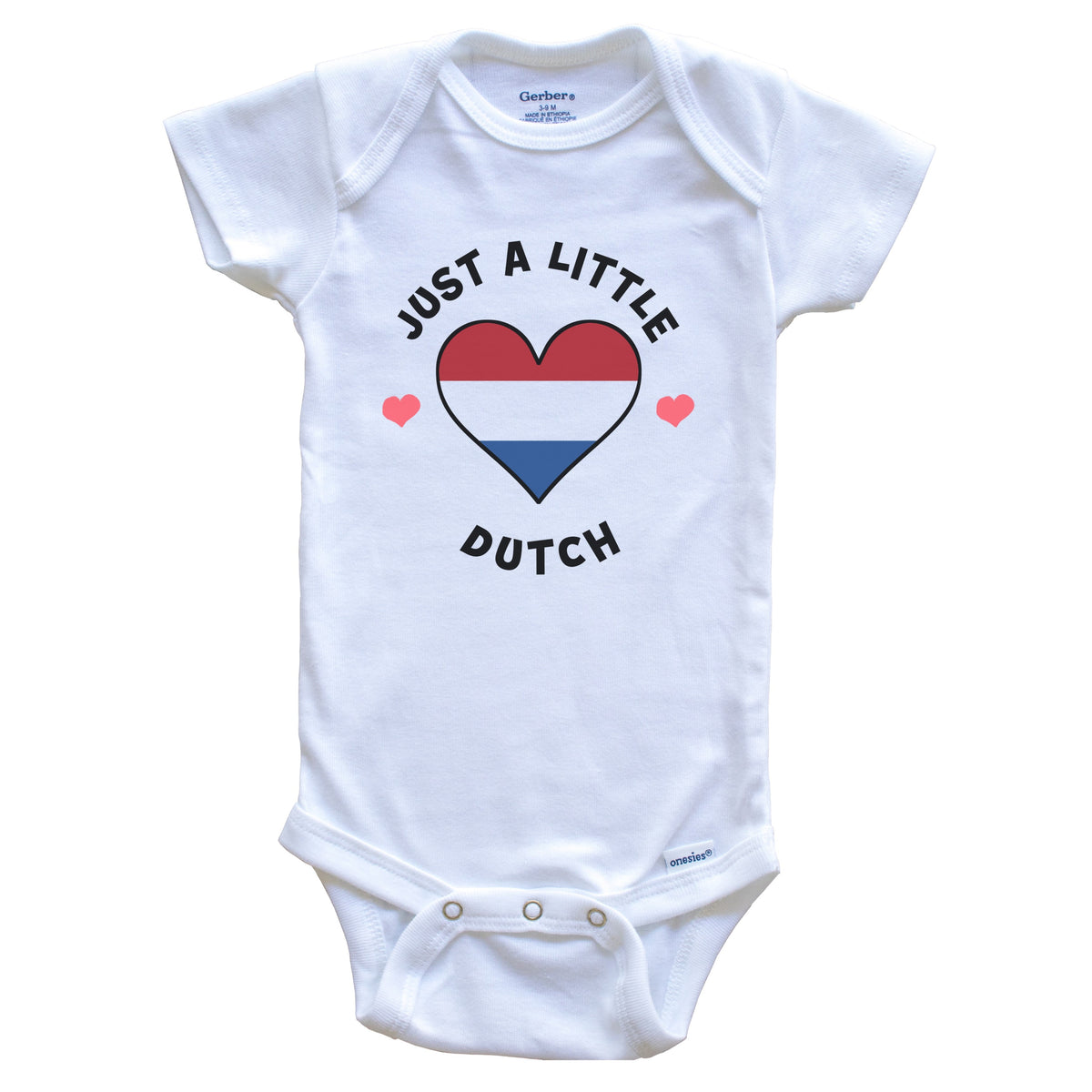 Dutch Flag Heart Just A Little Dutch Netherlands Baby Bodysuit