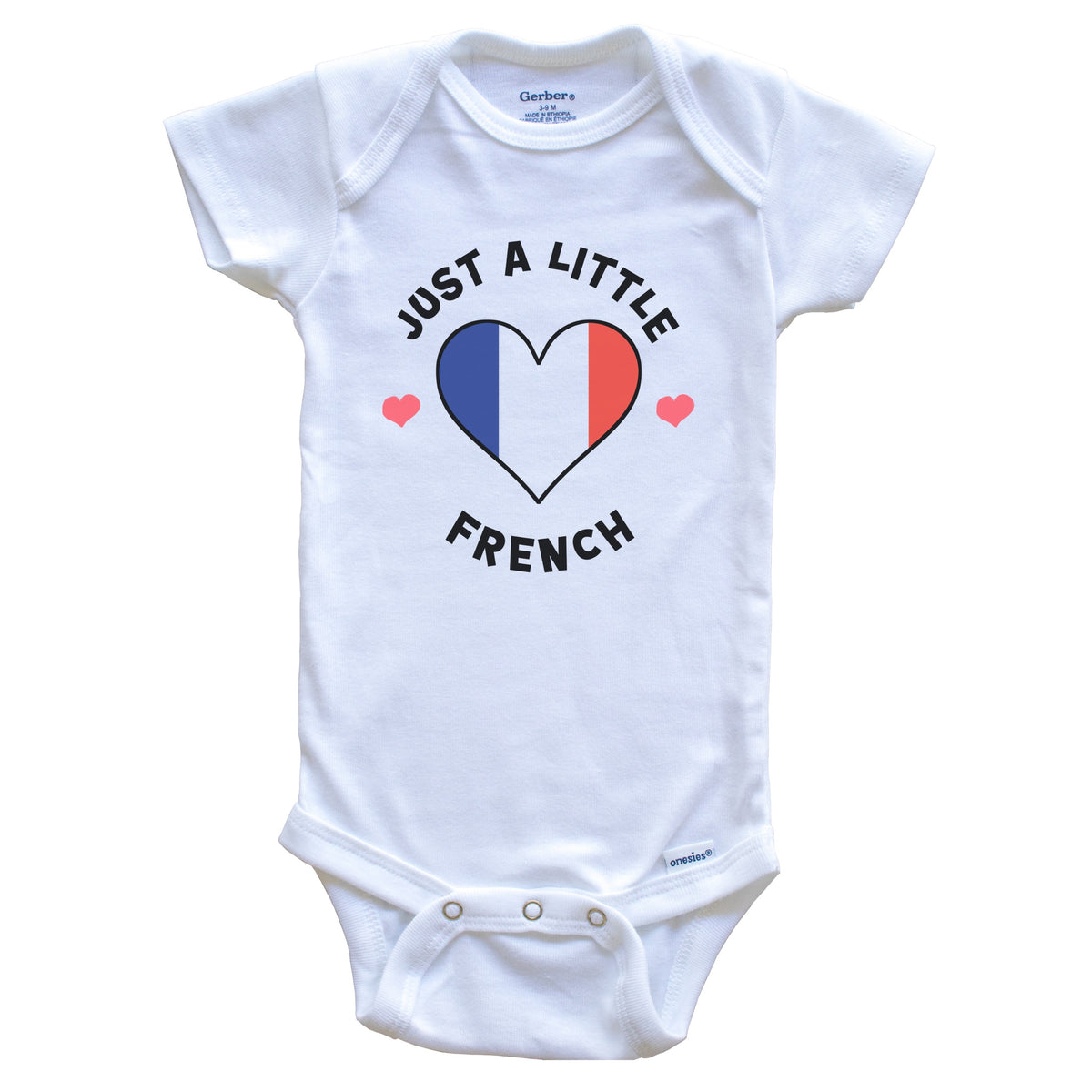French Flag Heart Just A Little French France Baby Bodysuit