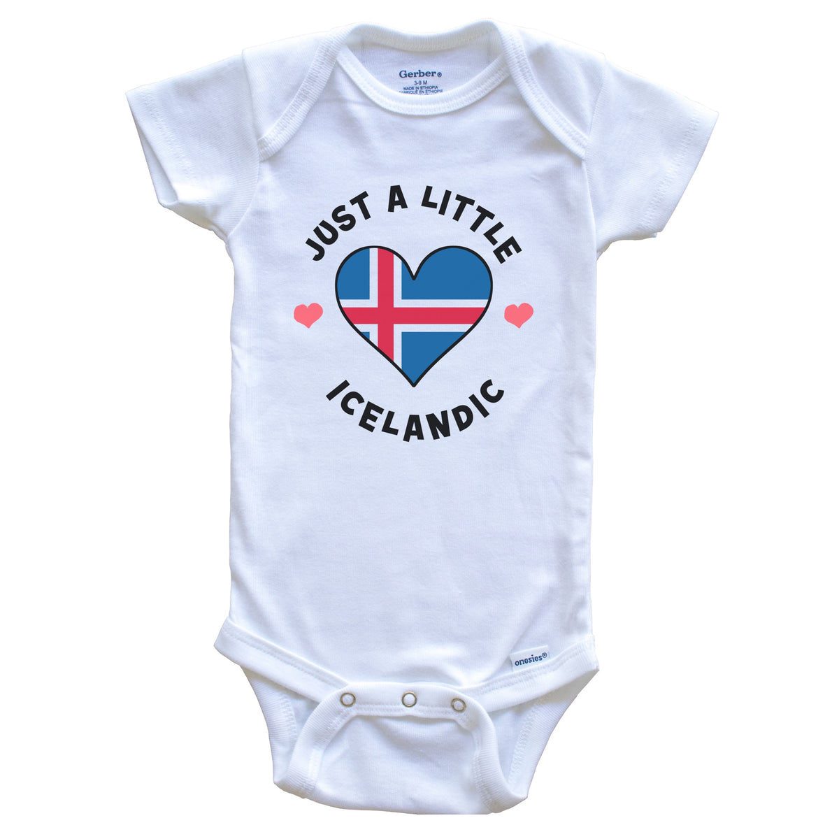 Icelandic Flag Heart Just A Little Icelandic Iceland Baby Bodysuit