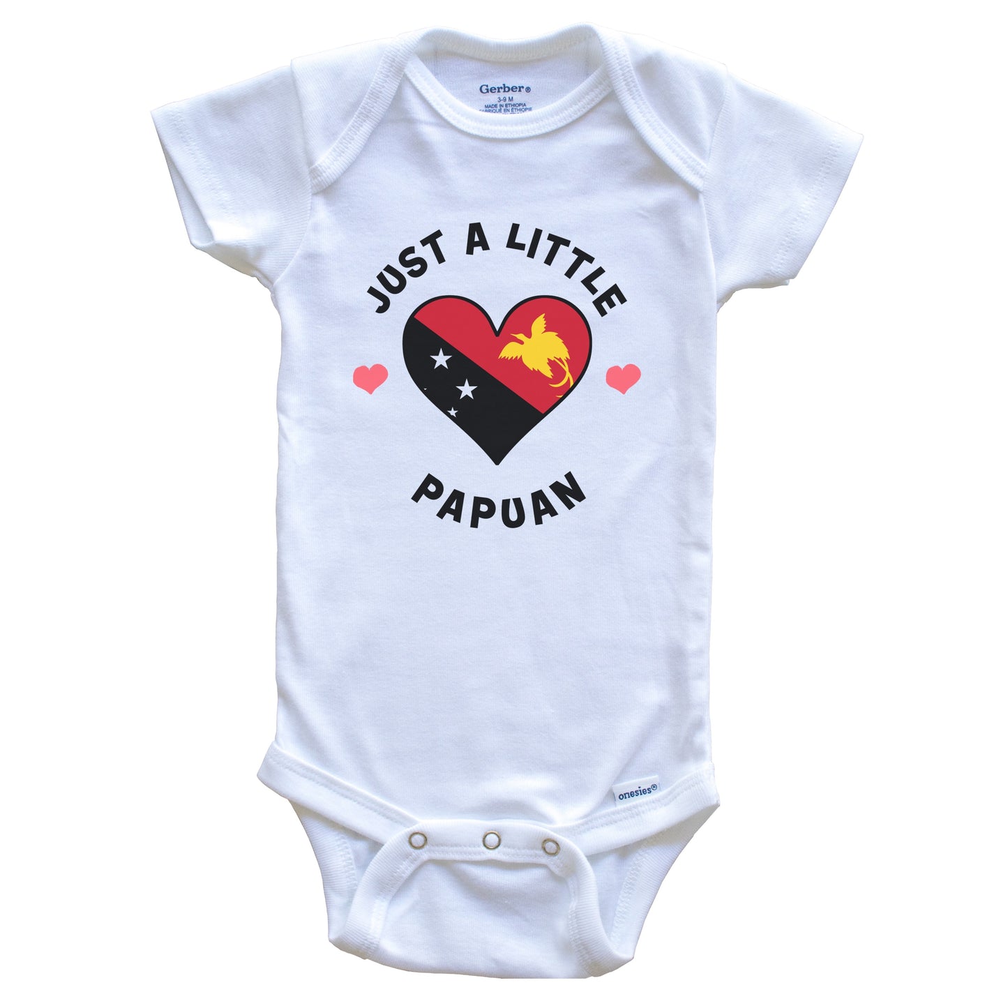 Papuan Flag Heart Just A Little Papuan Papua New Guinea Baby Bodysuit
