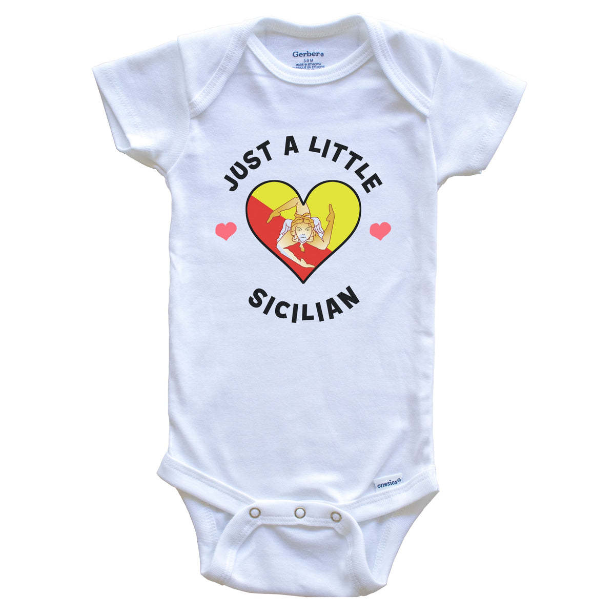 Sicilian Flag Heart Just A Little Sicilian Sicily Baby Bodysuit
