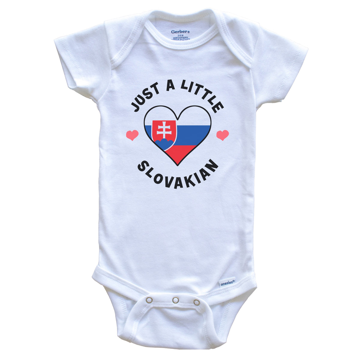 Slovakian Flag Heart Just A Little Slovakian Slovakia Baby Bodysuit