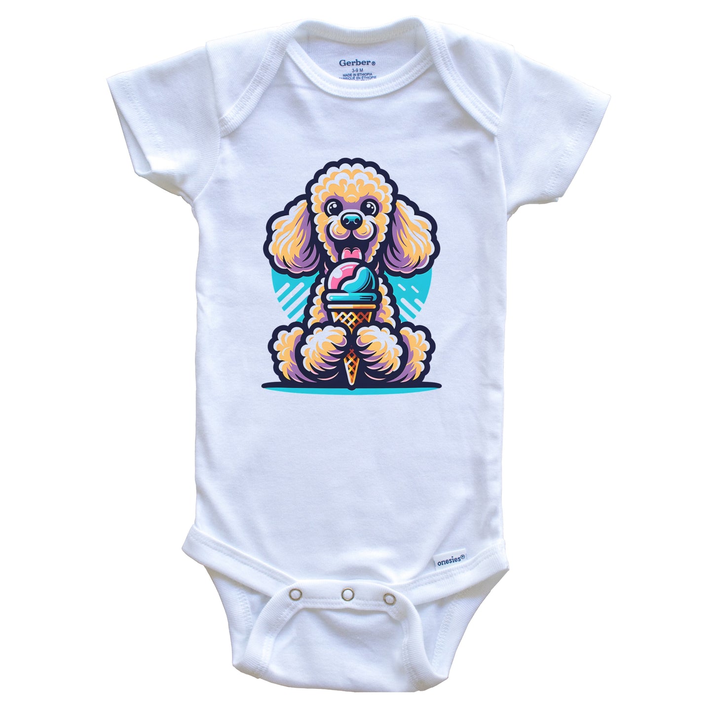 Poodle Eating Ice Cream Cone Cute Dog Baby Bodysuit
