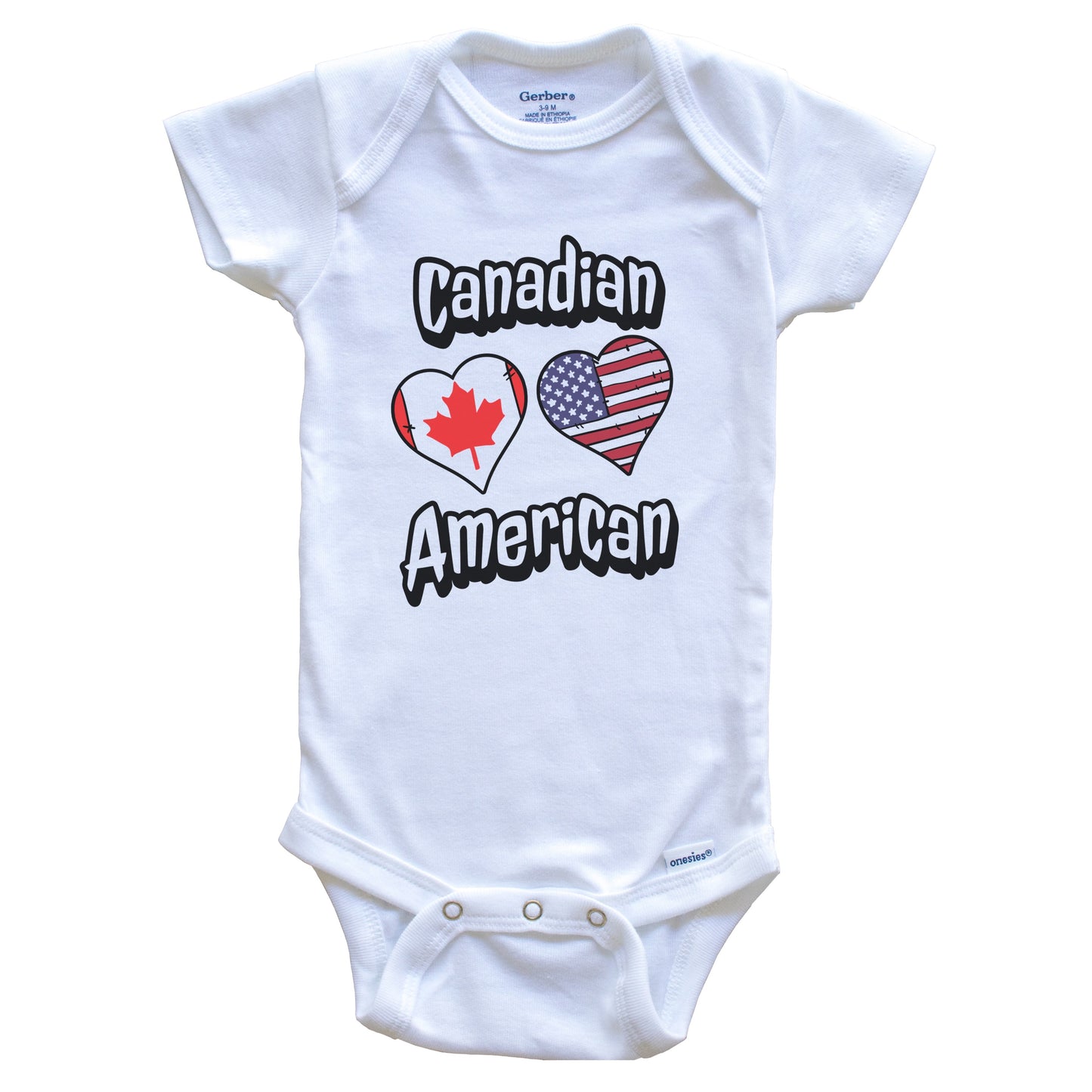 Canadian American Flag Hearts Combo Canada Baby Bodysuit