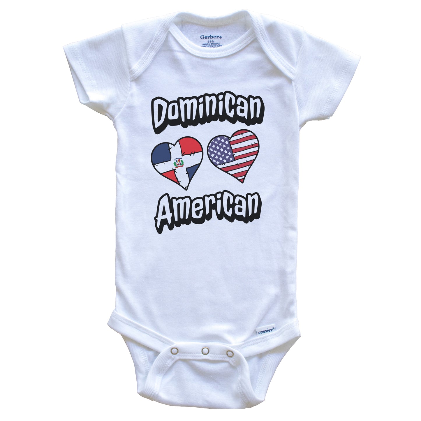 Dominican American Flag Hearts Combo Dominican Republic Baby Bodysuit
