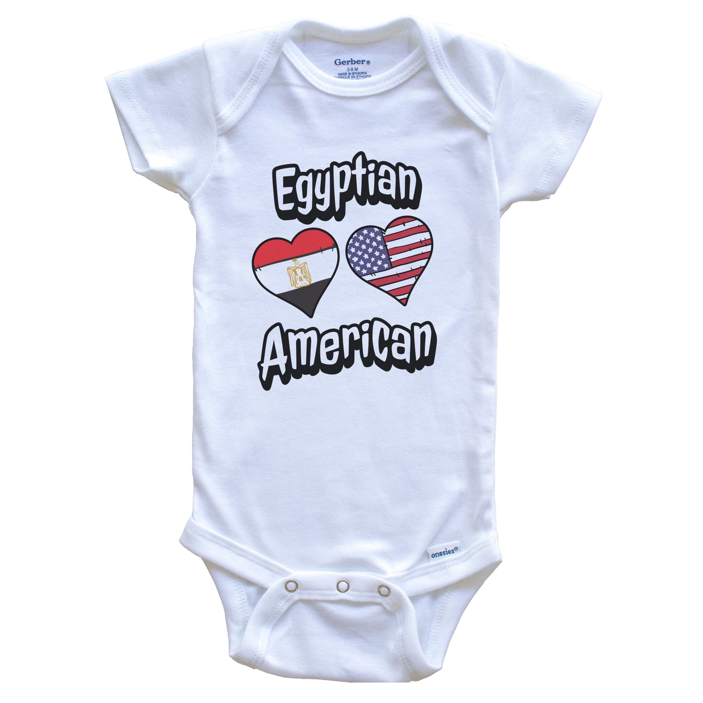 Egyptian American Flag Hearts Combo Egypt Baby Bodysuit