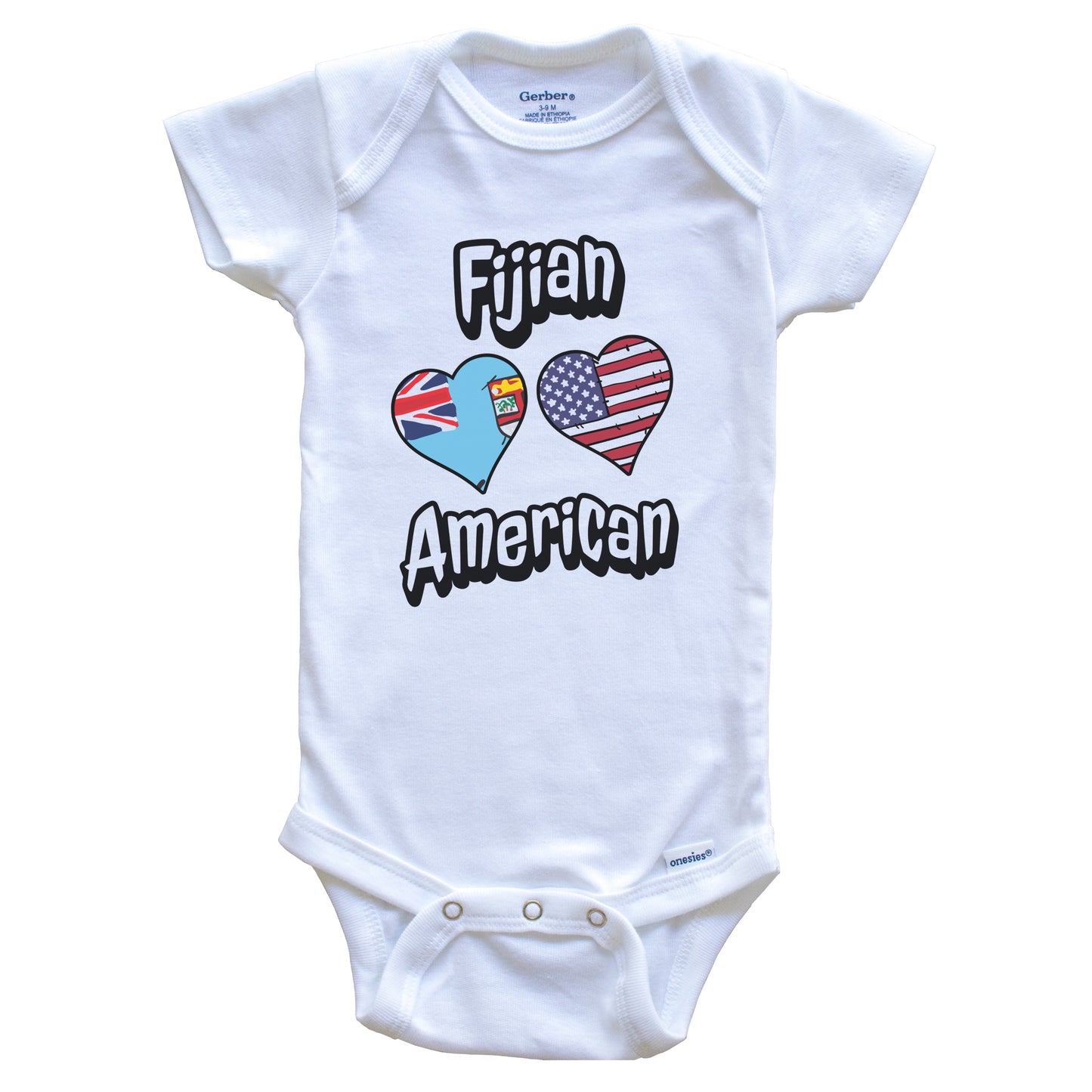 Fijian American Flag Hearts Combo Fiji Baby Bodysuit