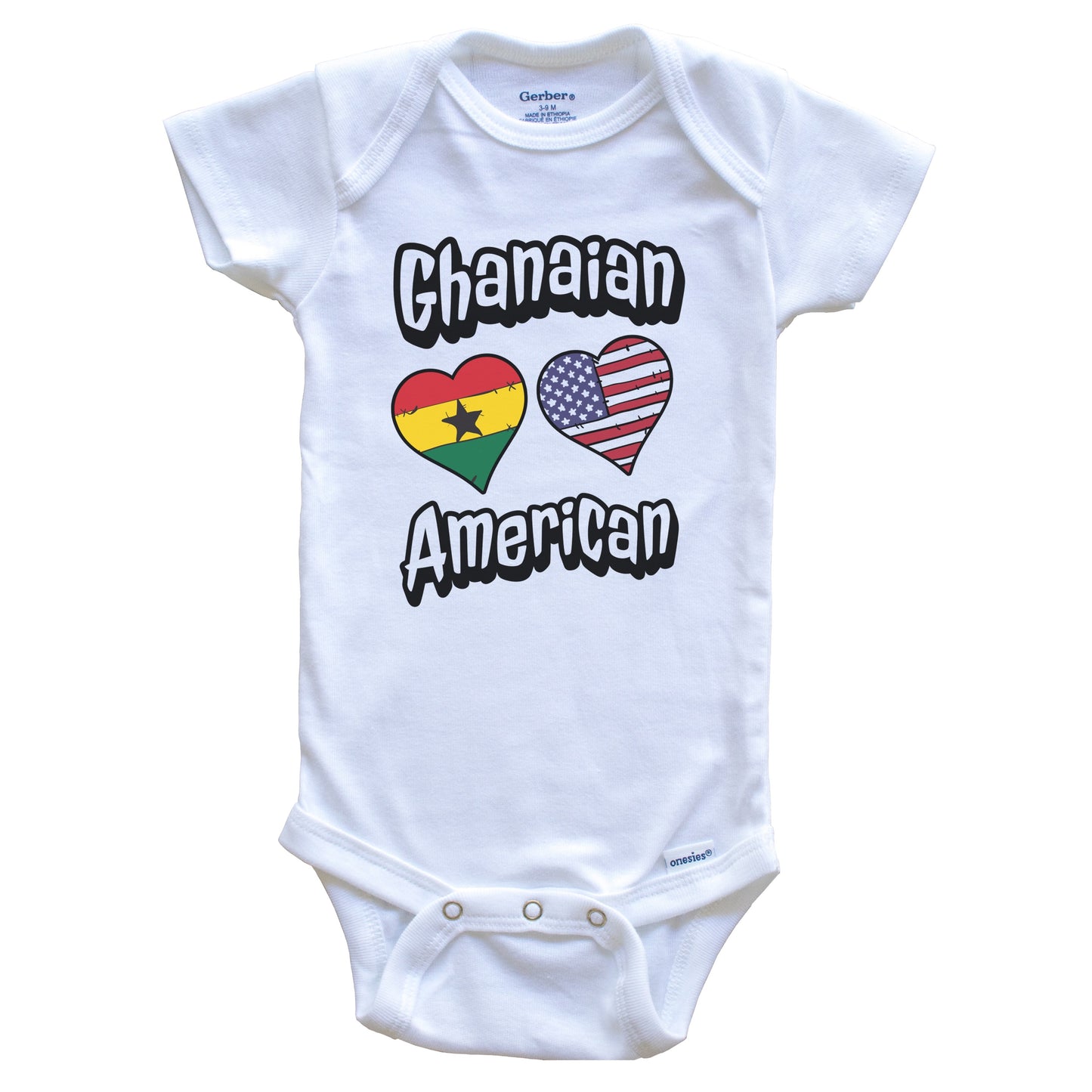 Ghanaian American Flag Hearts Combo Ghana Baby Bodysuit