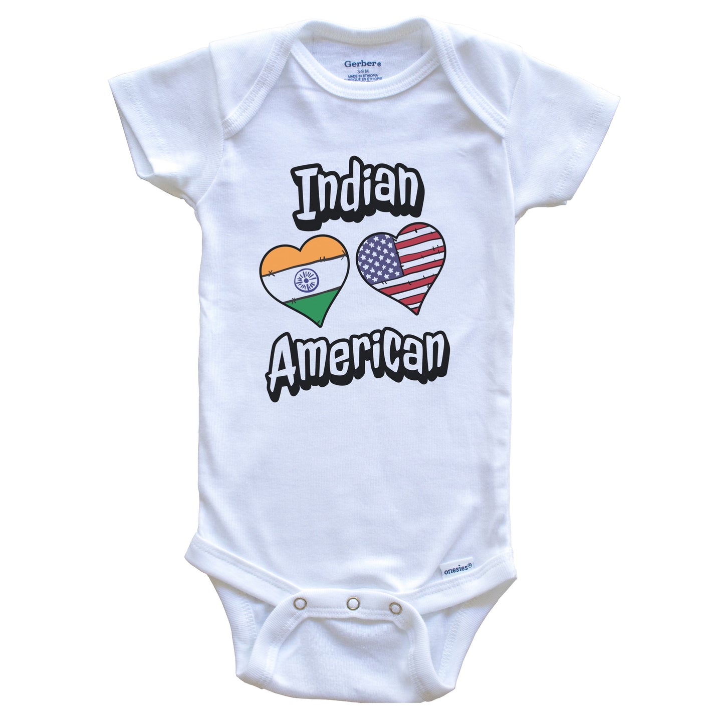 Indian American Flag Hearts Combo India Baby Bodysuit