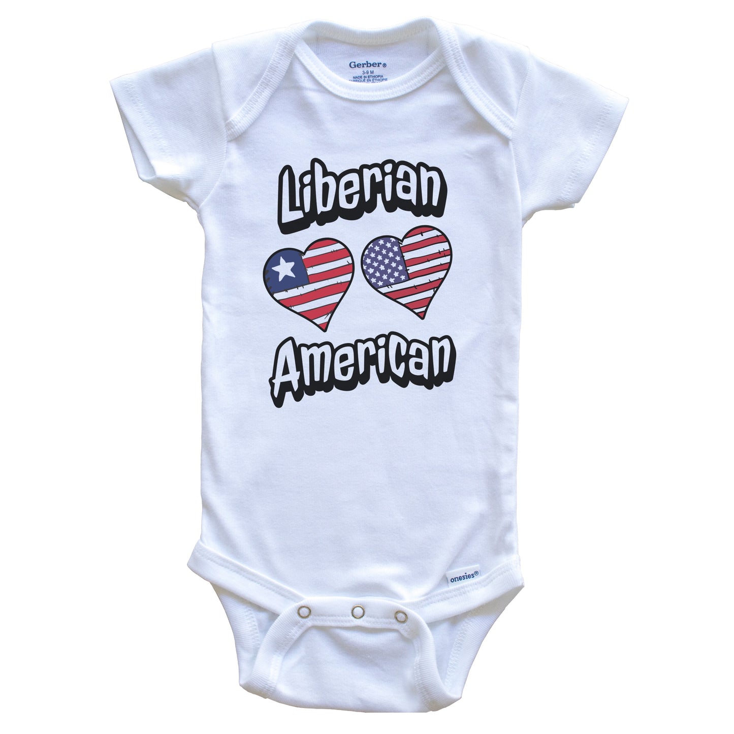 Liberian American Flag Hearts Combo Liberia Baby Bodysuit