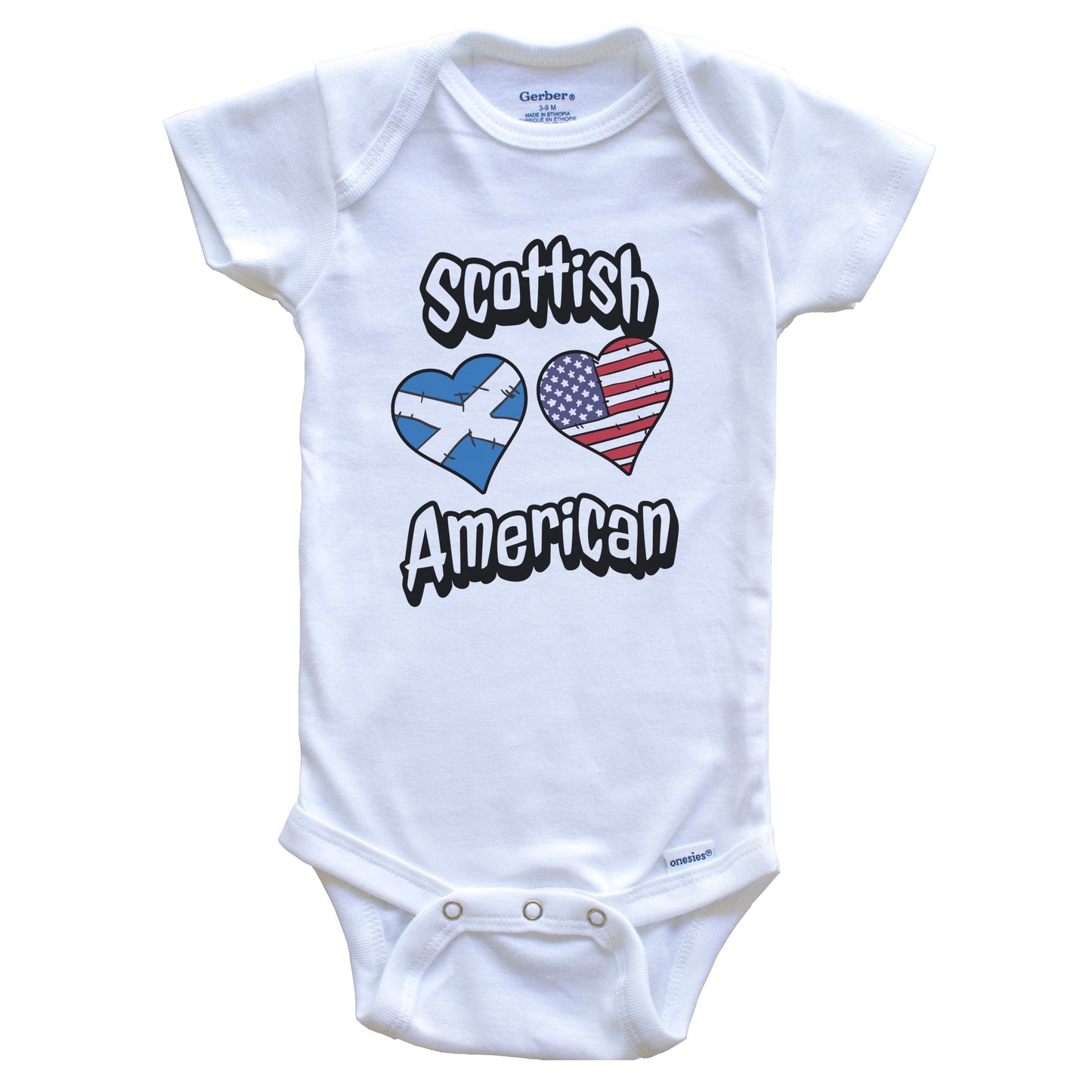 Scottish American Flag Hearts Combo Scotland Baby Bodysuit