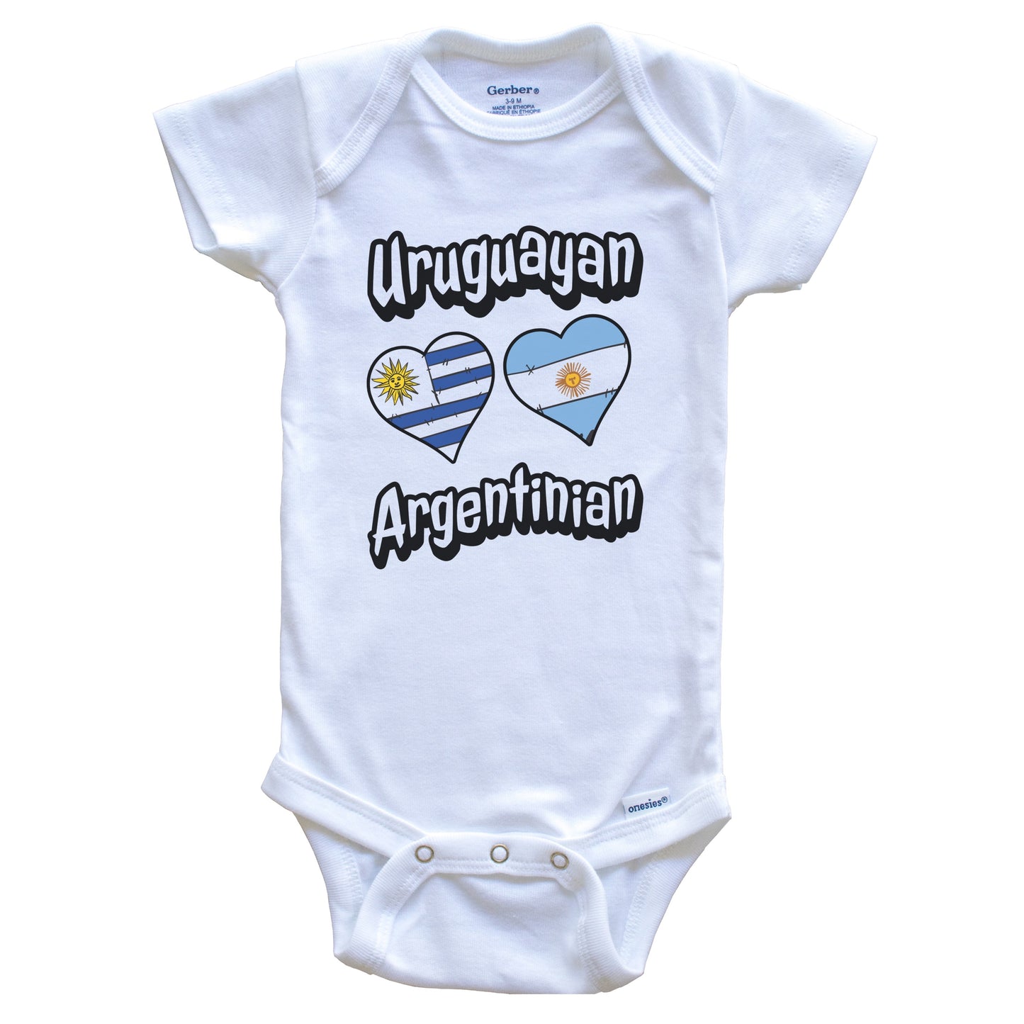 Uruguayan Argentinian Flag Heart Combo Uruguay Argentina Baby Bodysuit