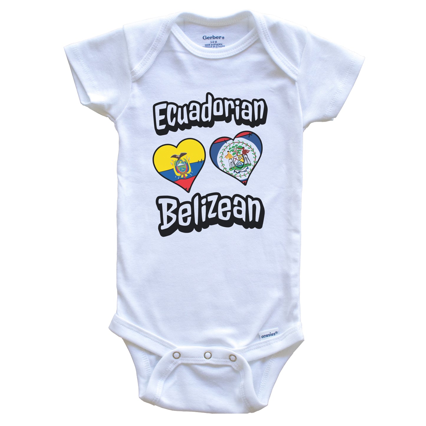 Ecuadorian Belizean Flag Heart Combo Ecuador Belize Baby Bodysuit