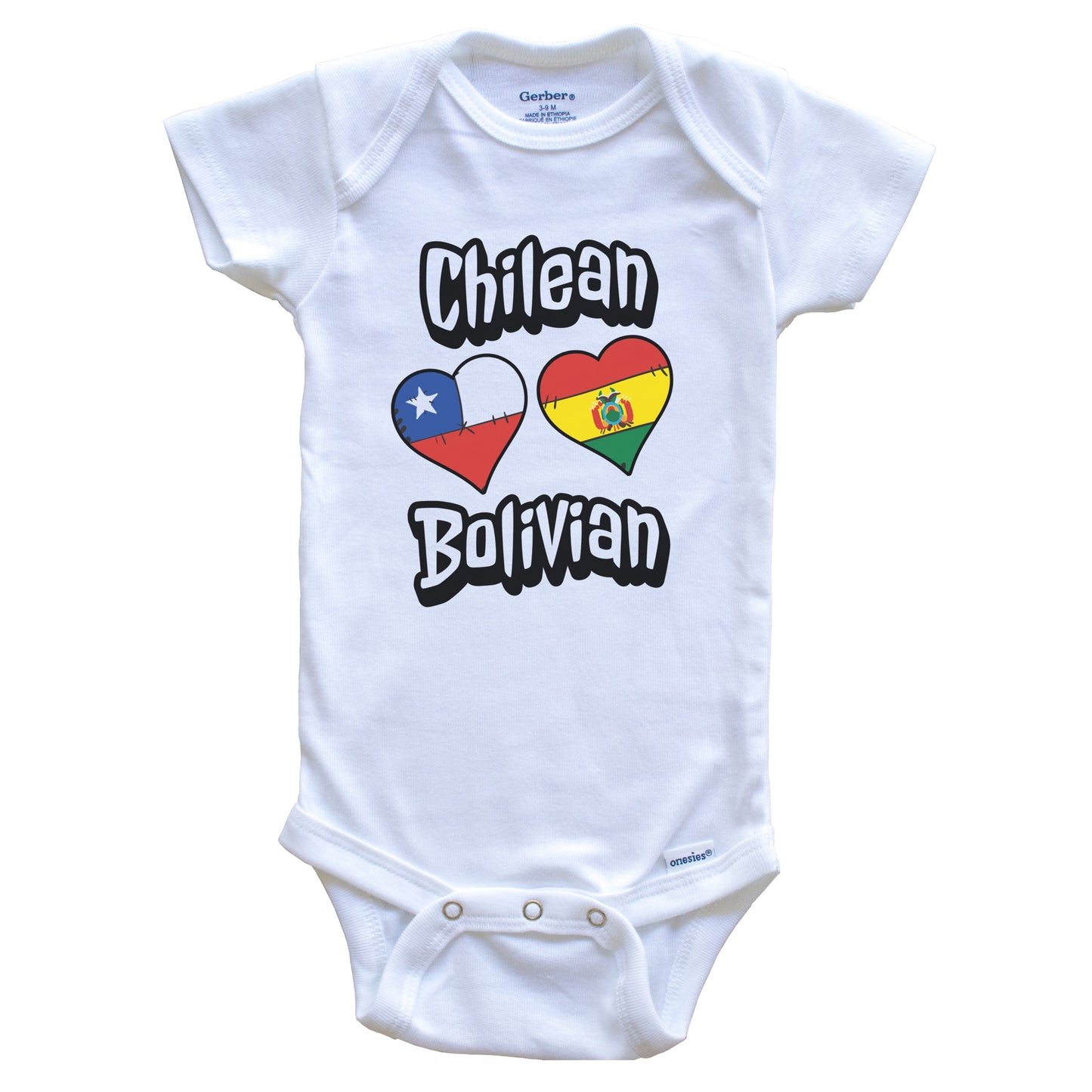 Chilean Bolivian Flag Heart Combo Chile Bolivia Baby Bodysuit