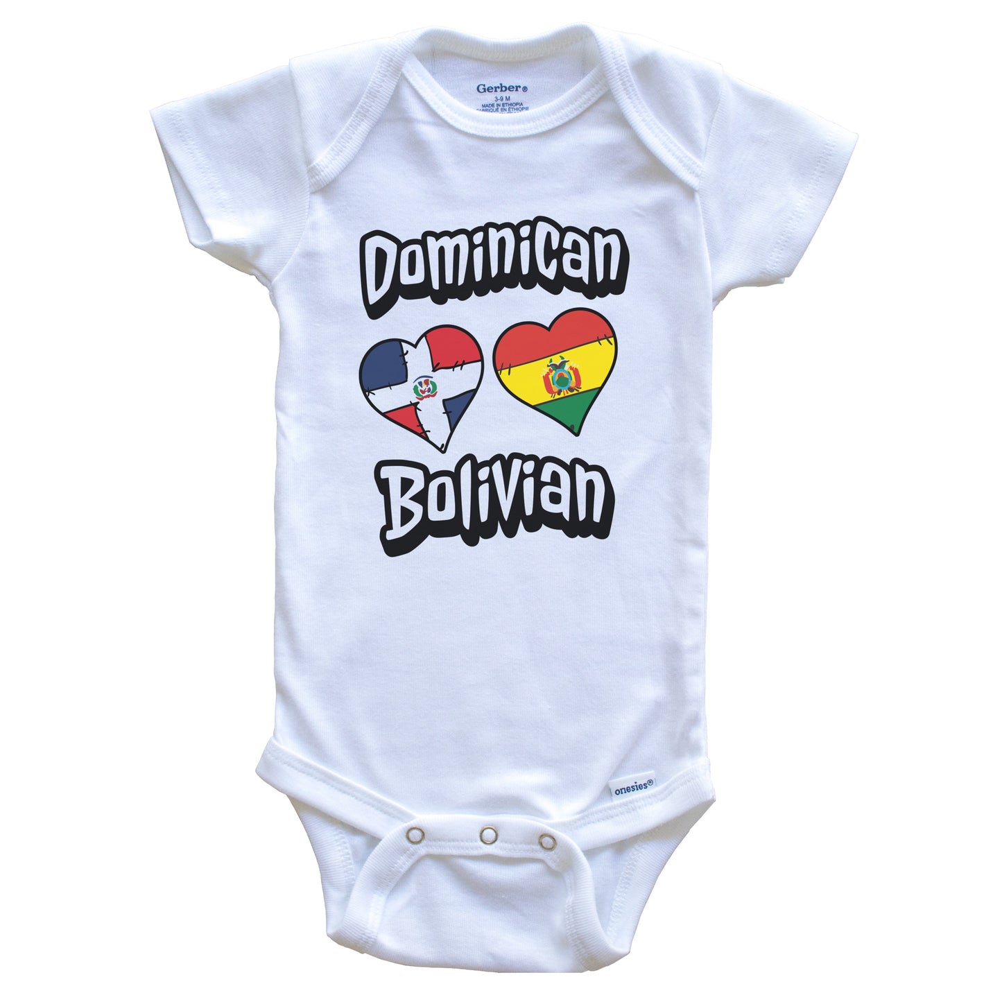 Dominican Bolivian Flag Hearts Dominican Republic Bolivia Baby Bodysuit