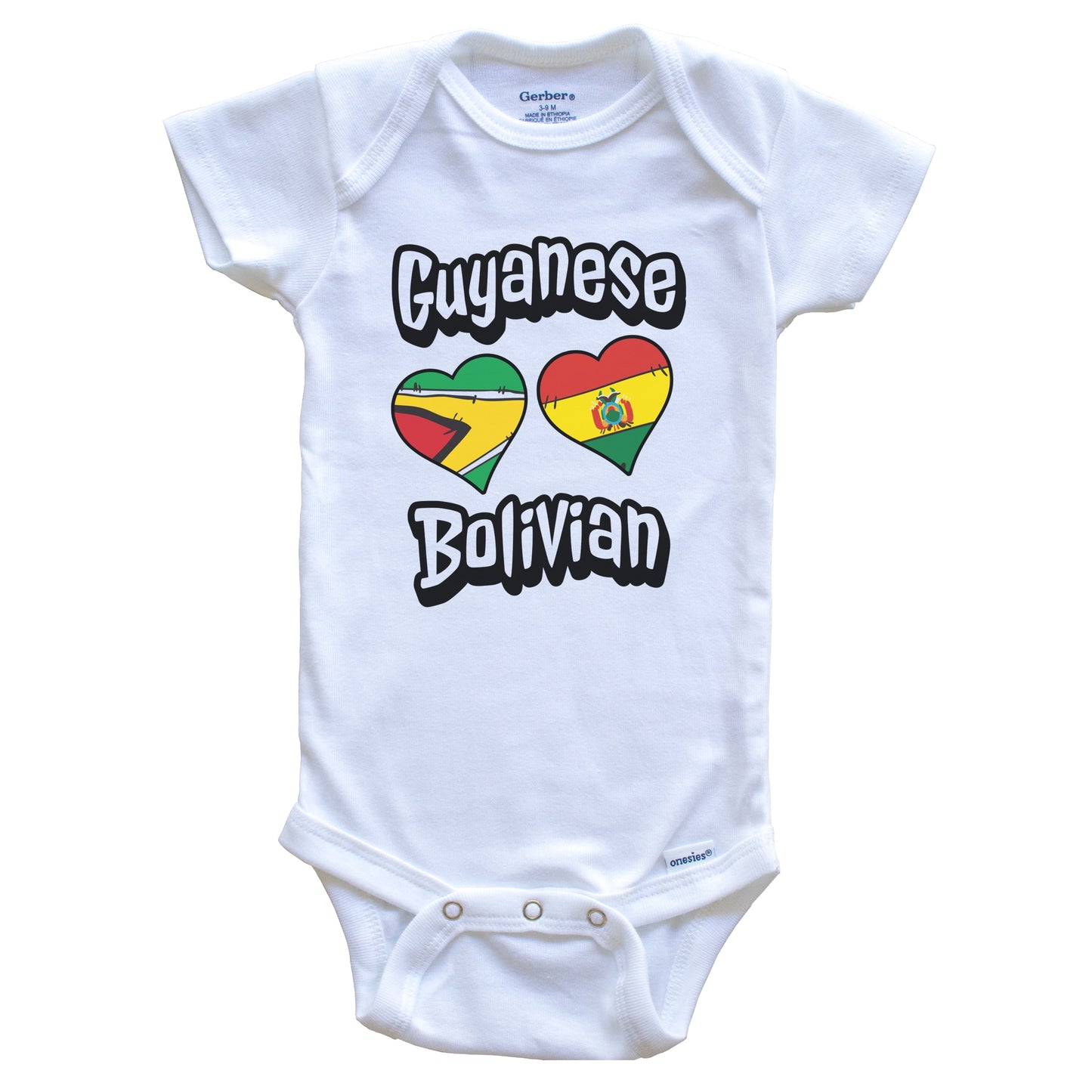 Guyanese Bolivian Flag Heart Combo Guyana Bolivia Baby Bodysuit