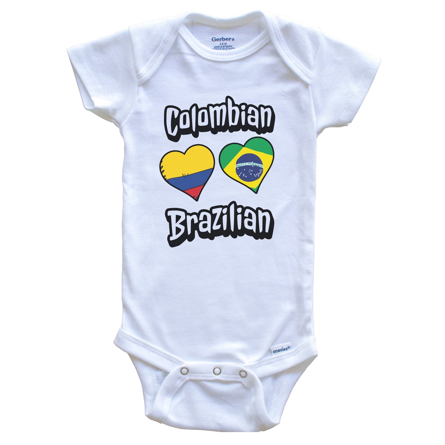 Colombian Brazilian Flag Heart Combo Colombia Brazil Baby Bodysuit