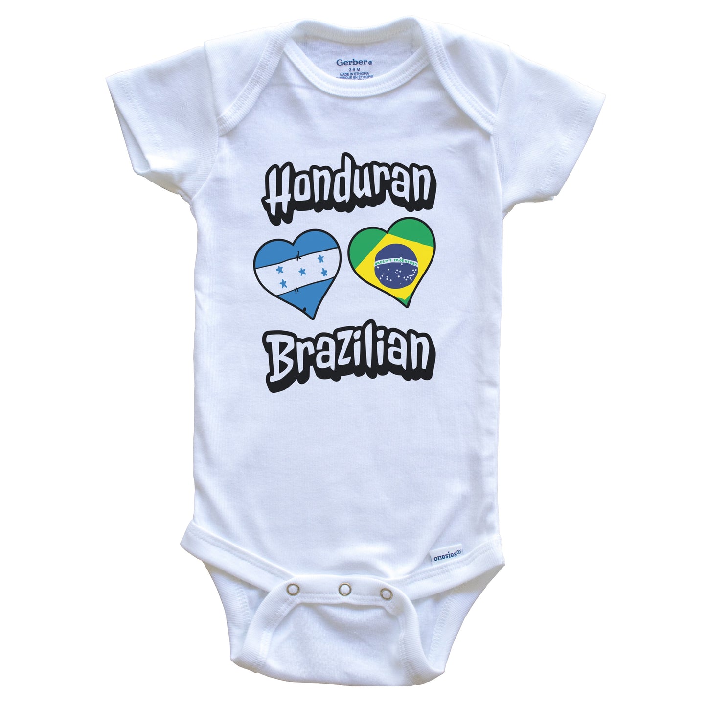 Honduran Brazilian Flag Heart Combo Honduras Brazil Baby Bodysuit