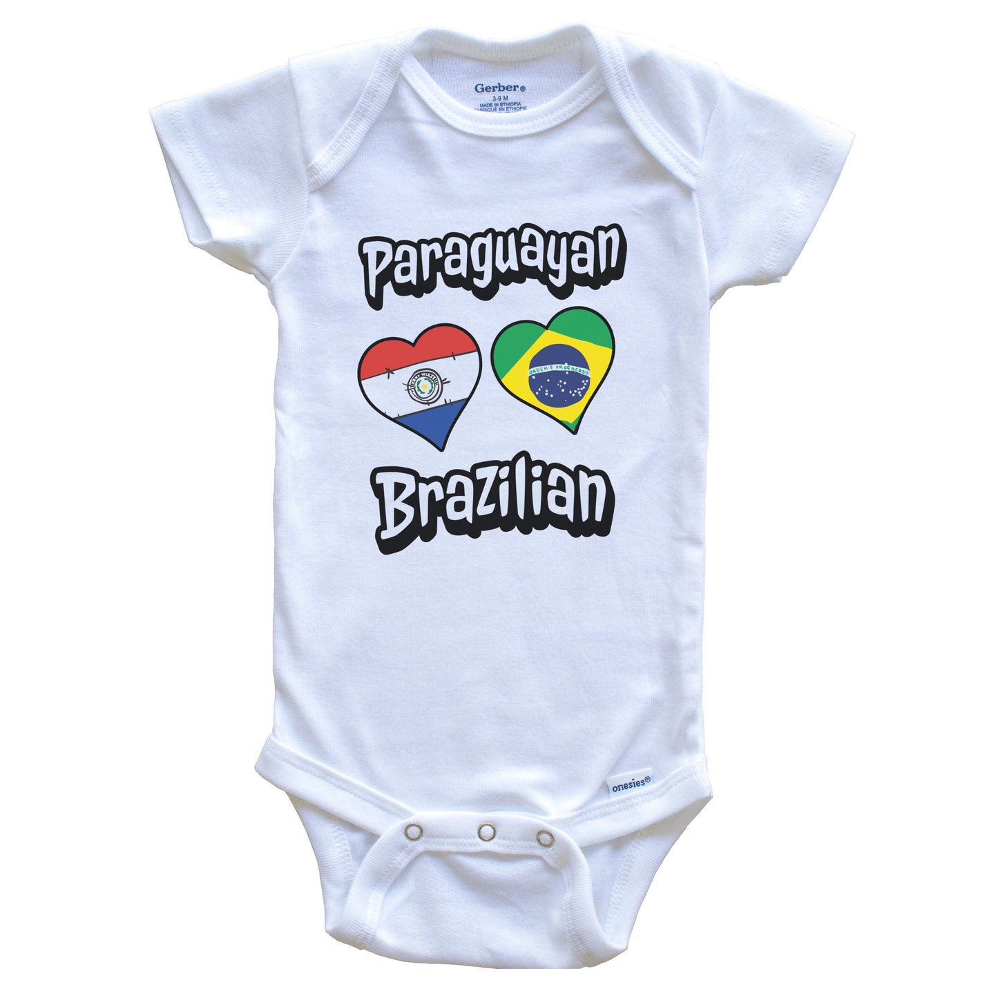 Paraguayan Brazilian Flag Heart Combo Paraguay Brazil Baby Bodysuit