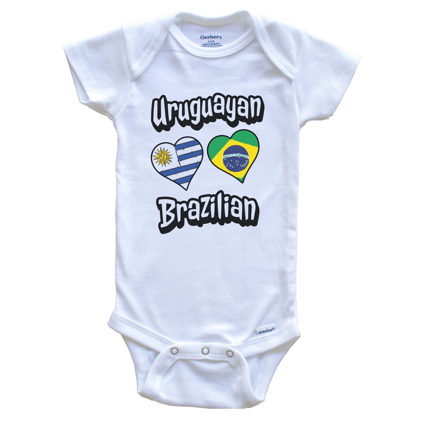 Uruguayan Brazilian Flag Heart Combo Uruguay Brazil Baby Bodysuit