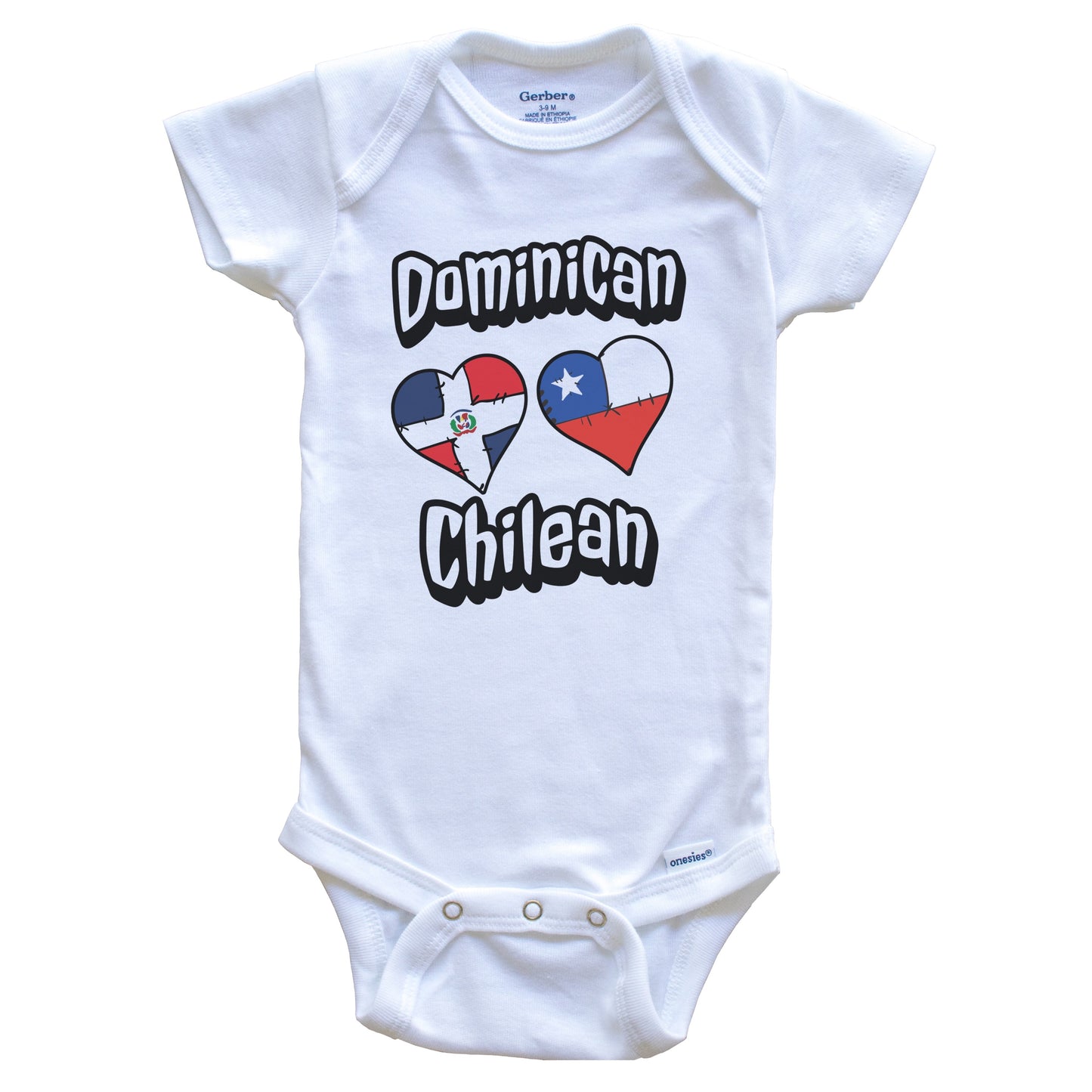 Dominican Chilean Flag Heart Combo Dominican Republic Chile Baby Bodysuit