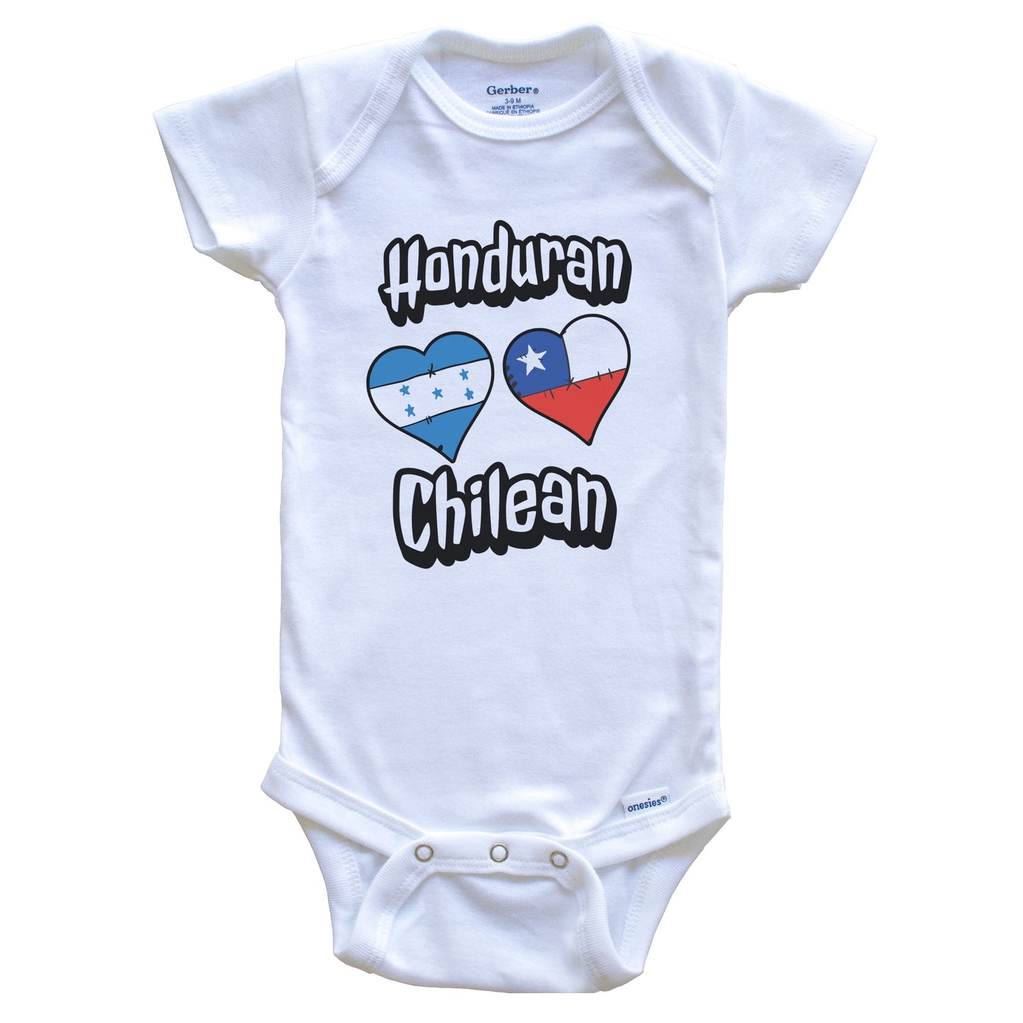 Honduran Chilean Flag Heart Combo Honduras Chile Baby Bodysuit