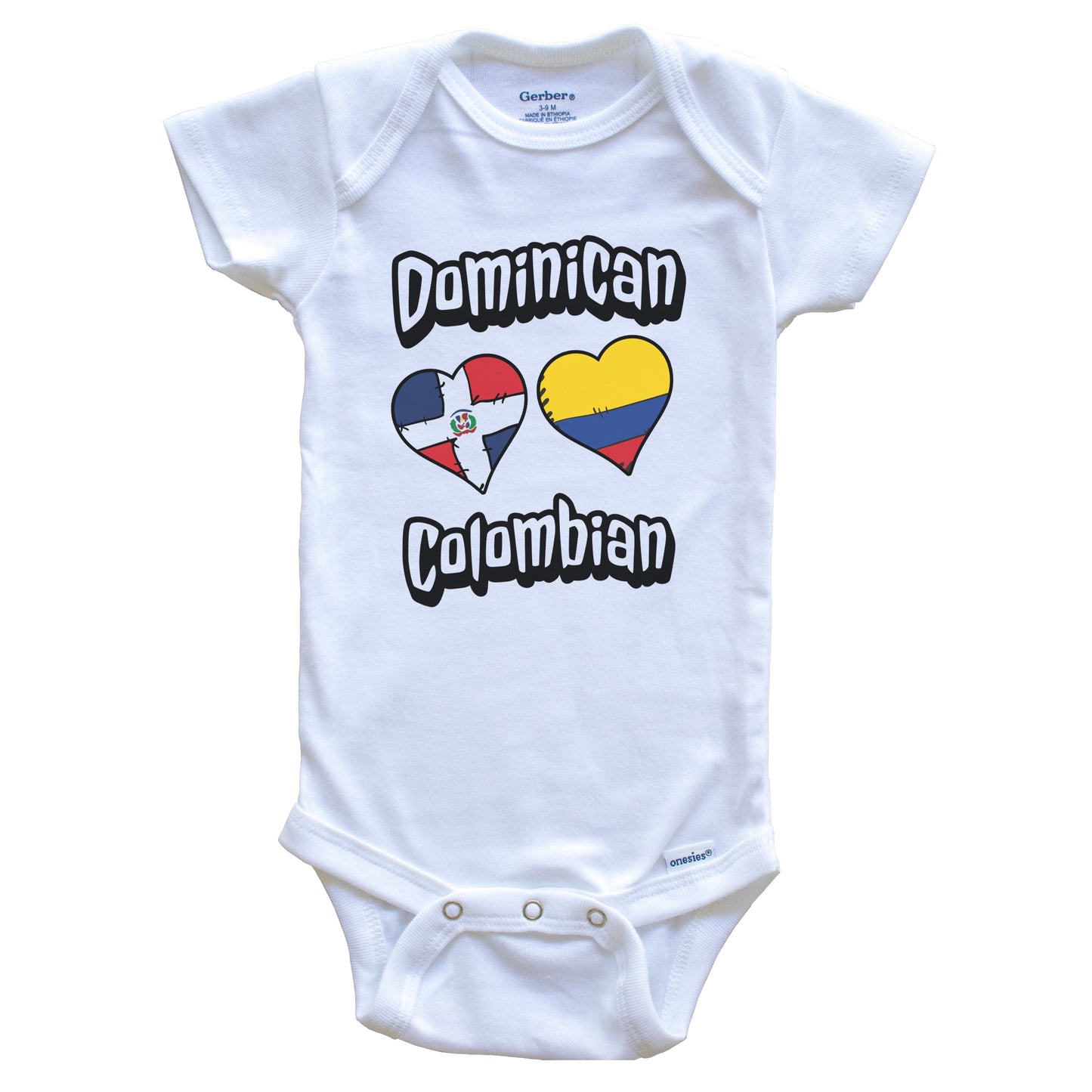 Dominican Colombian Flag Hearts Dominican Republic Colombia Baby Bodysuit