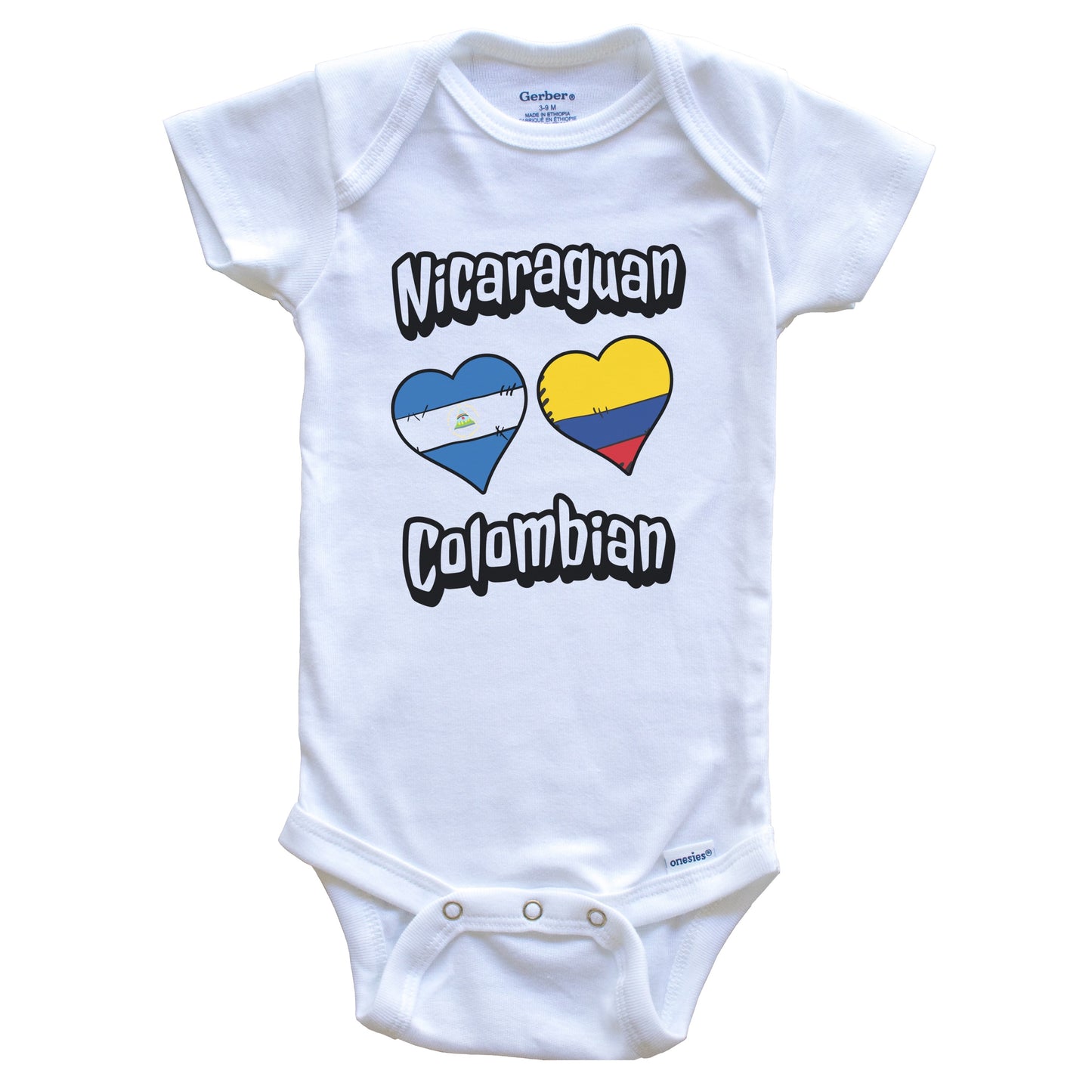 Nicaraguan Colombian Flag Heart Combo Nicaragua Colombia Baby Bodysuit
